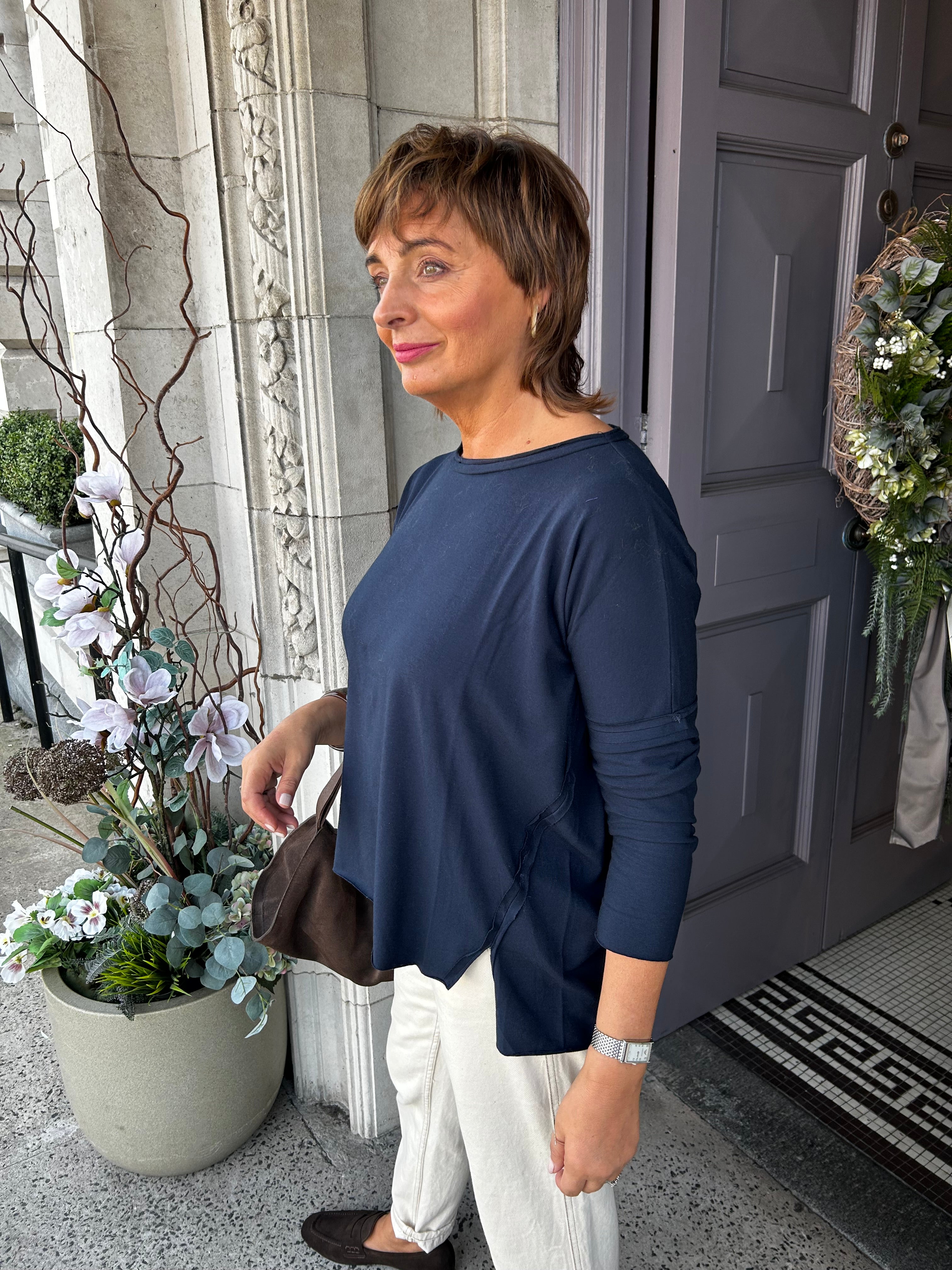 Seam Detail Top in Navy