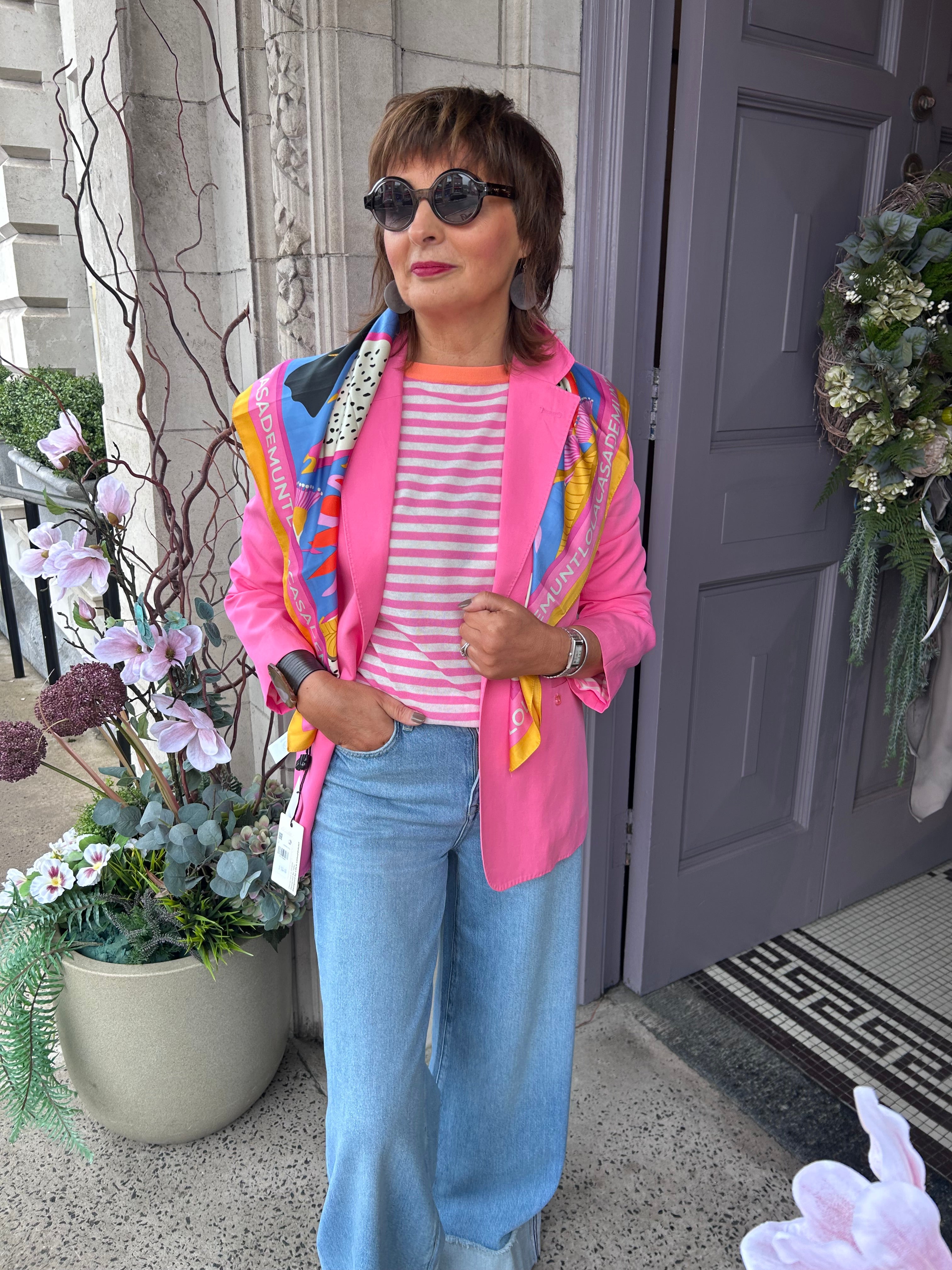 Blazer with No Buttons in Pink