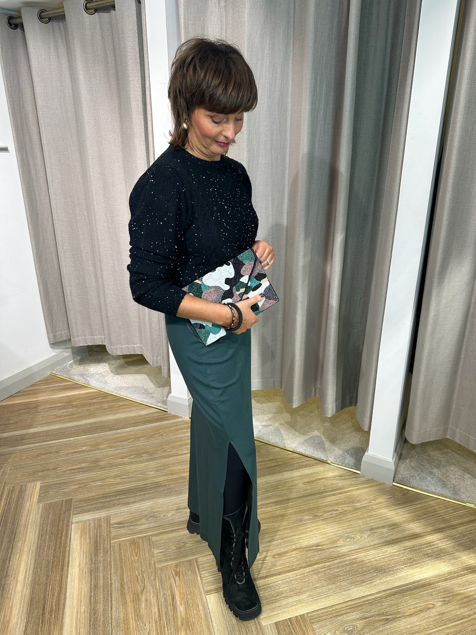 Ajour Lace Knit Sweater in Black