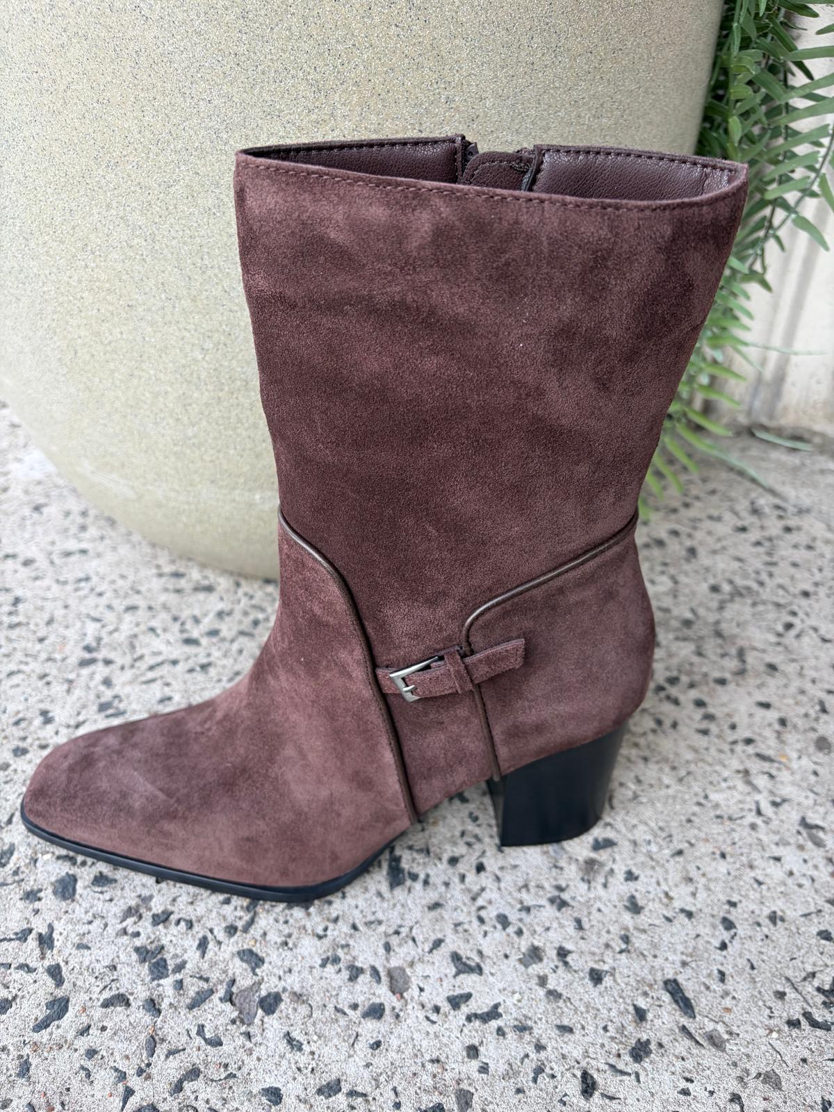 Suede Ankle Boots in Mogano Brown