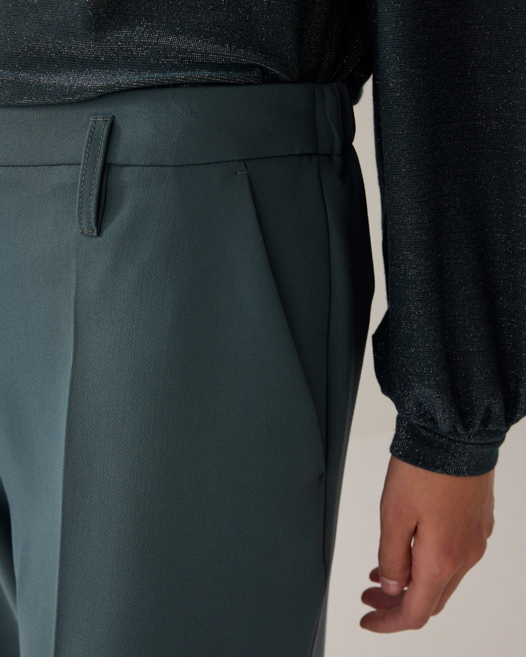 Foam Wide Leg Trouser in Emerald Green