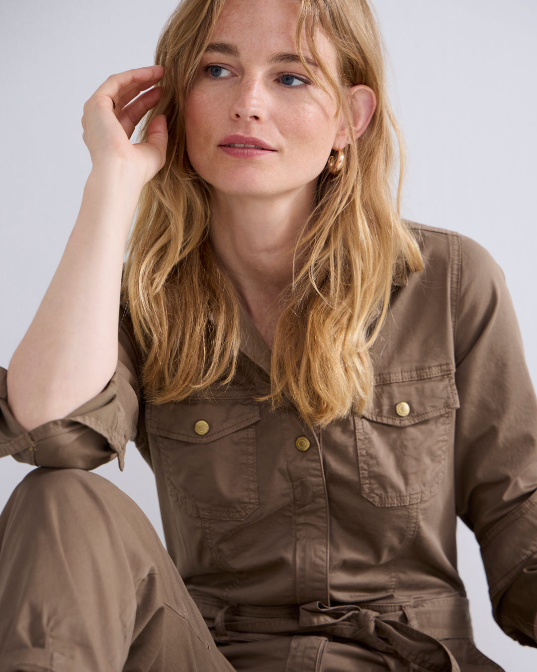 Butter Tencel Twill Jumpsuit in Olive