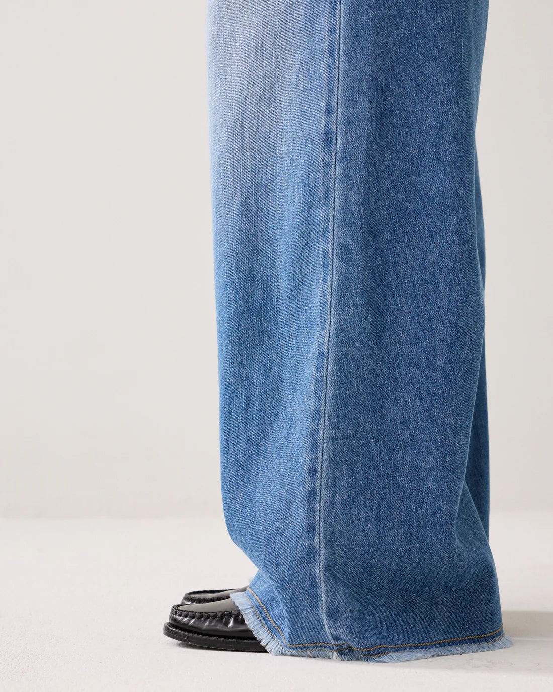 Denim Palazzo Jeans in Bleached Denim