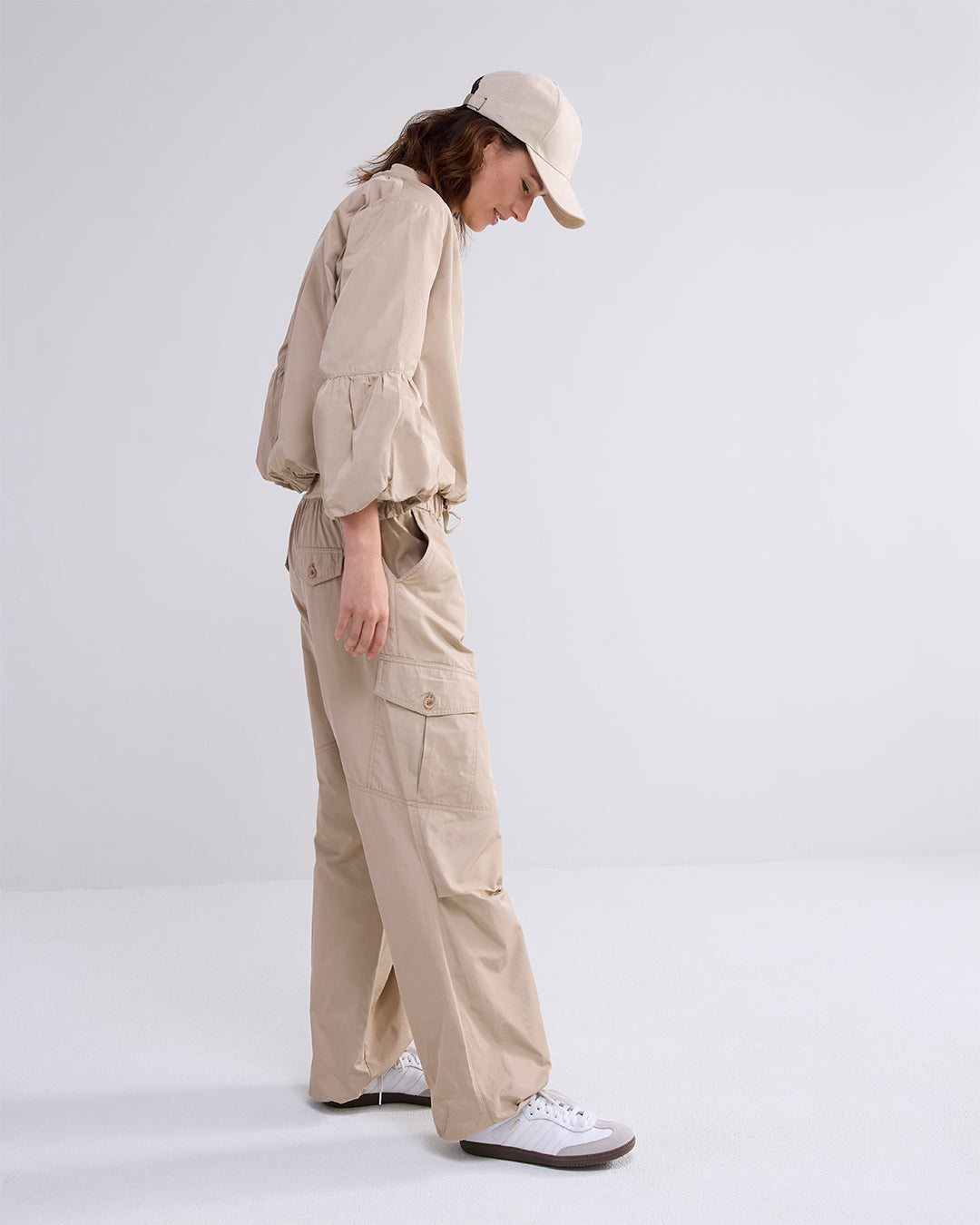 Taffeta Cargo Trousers in Dune