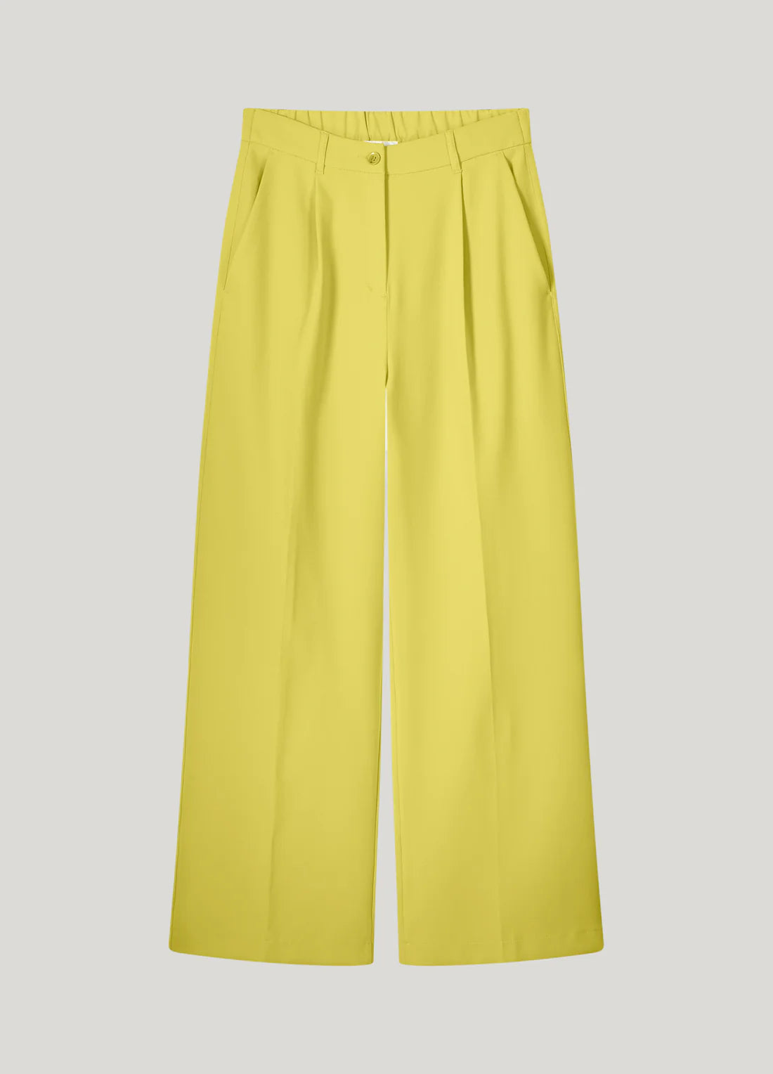 Trouser with Pleated Waistband in Mimosa Yellow