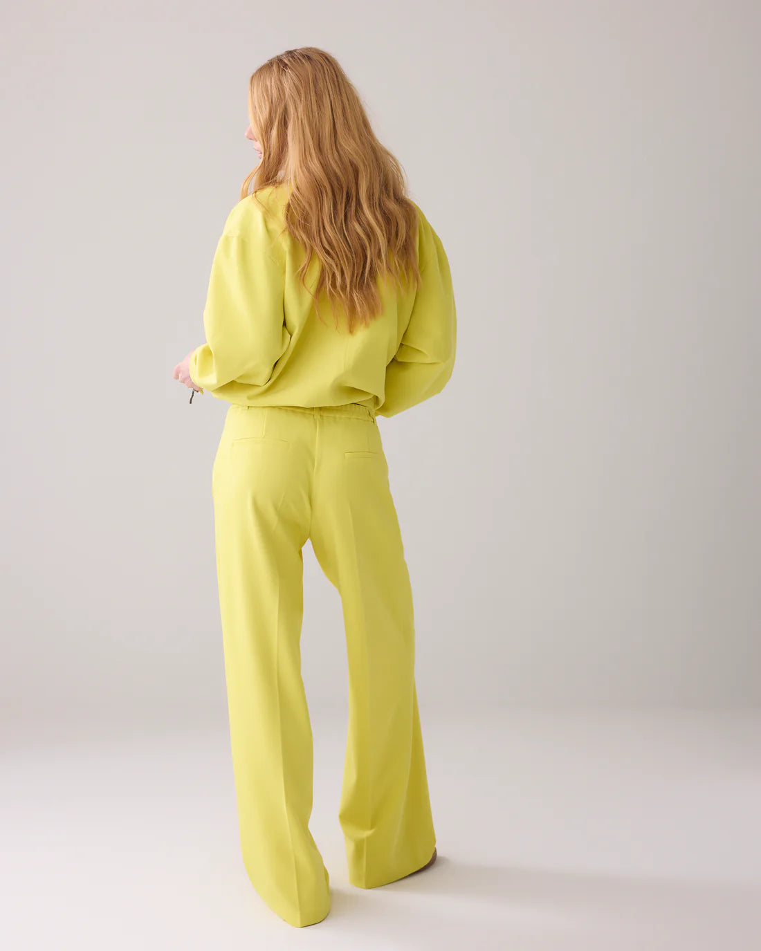 Trouser with Pleated Waistband in Mimosa Yellow