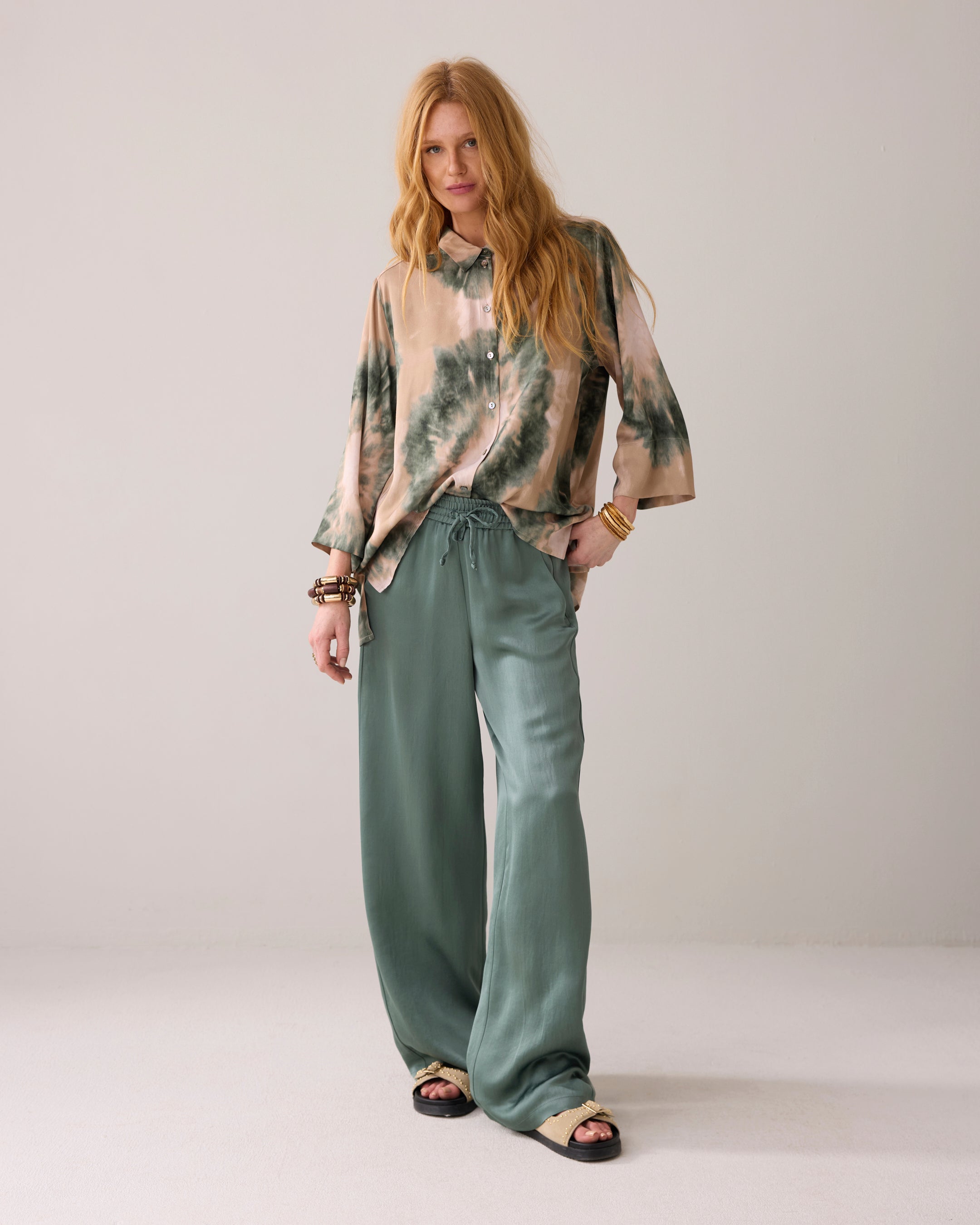 Heavy Silky Touch Trouser in Sea Glass