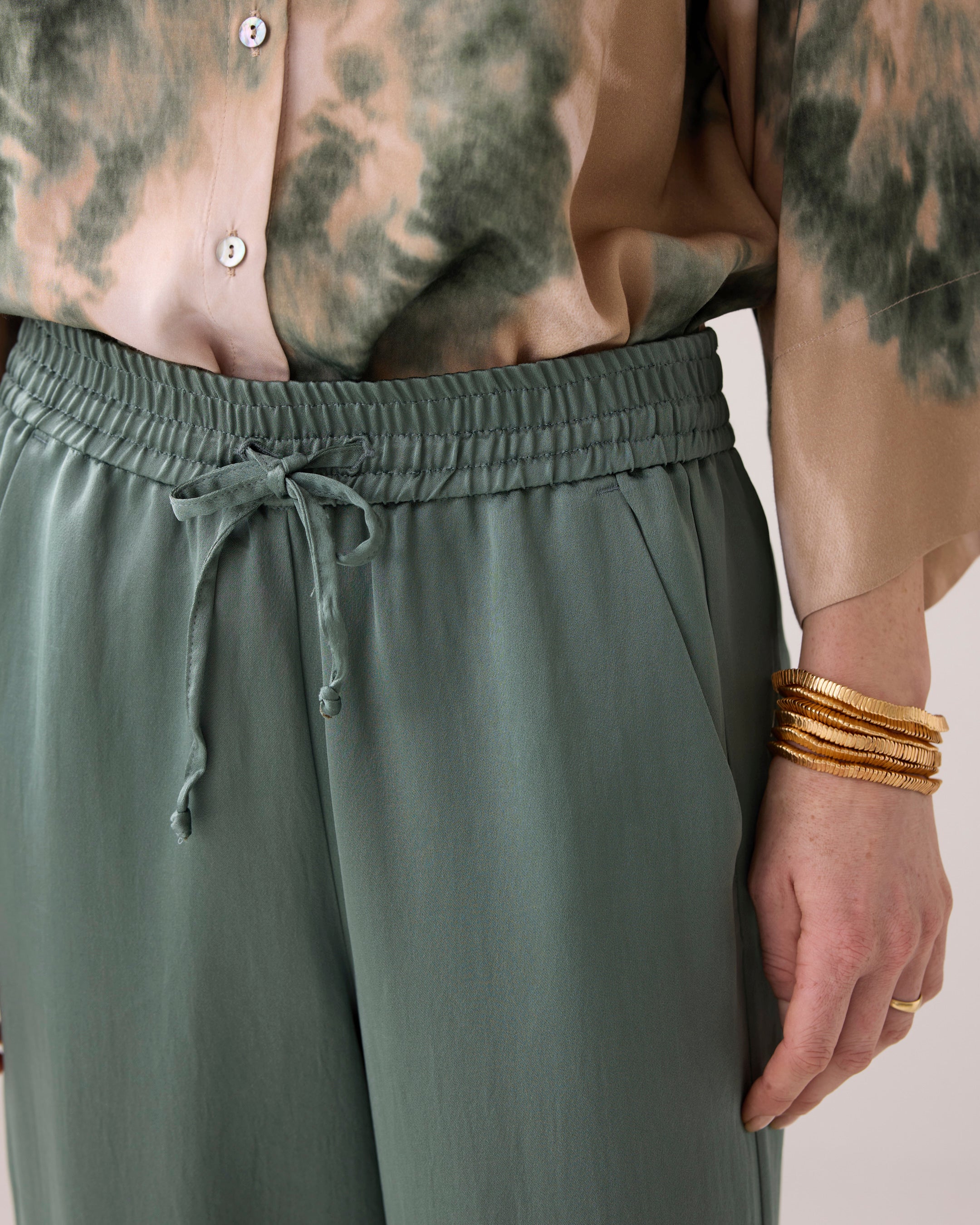 Heavy Silky Touch Trouser in Sea Glass