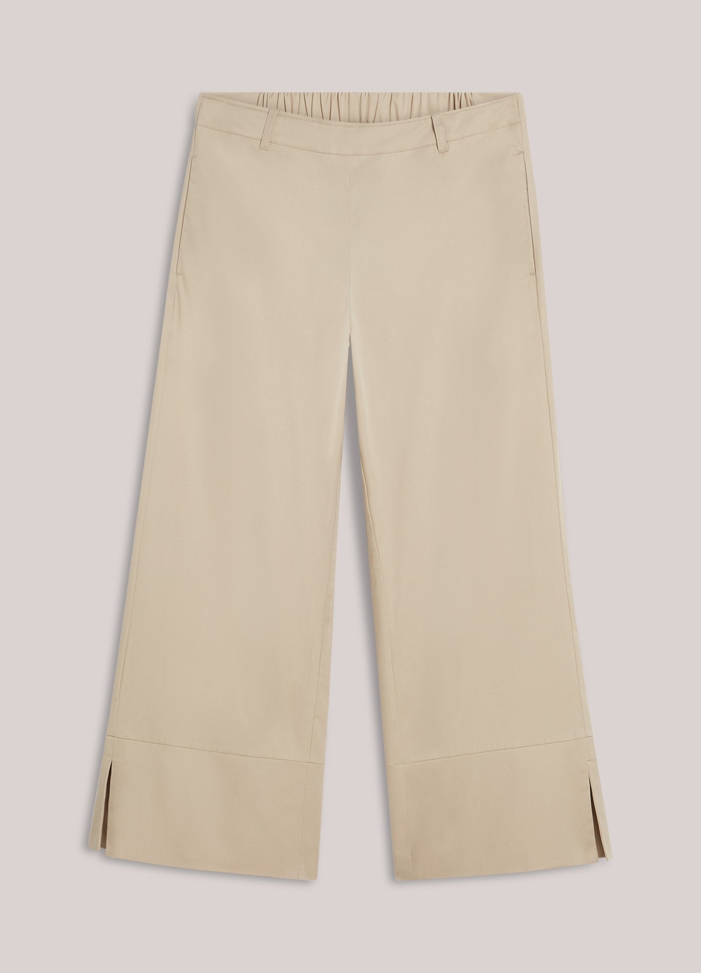 7/8 Length Trousers with Slit in Pebble Beige
