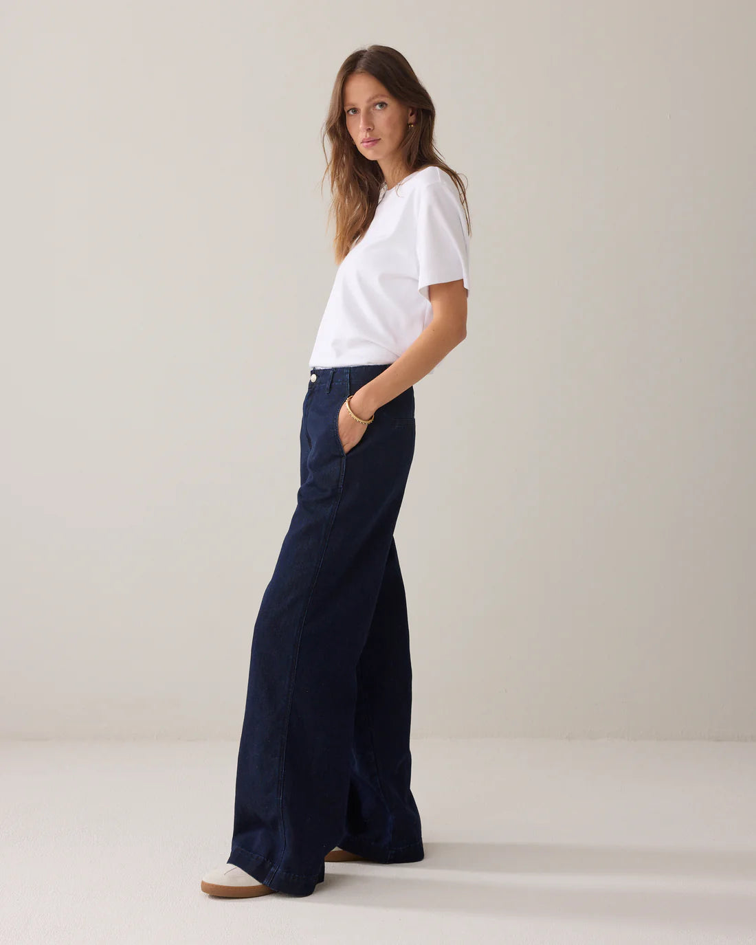 Wide Leg Jeans in Night Blue Denim