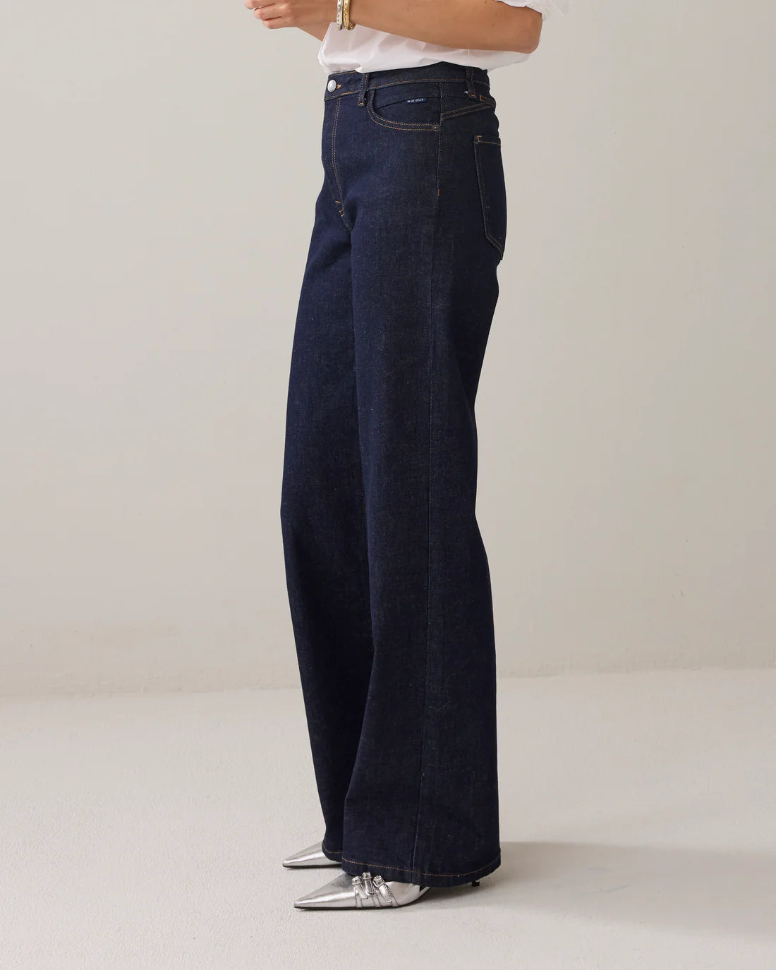 Stretch Wide Leg Jeans in Night Blue Denim
