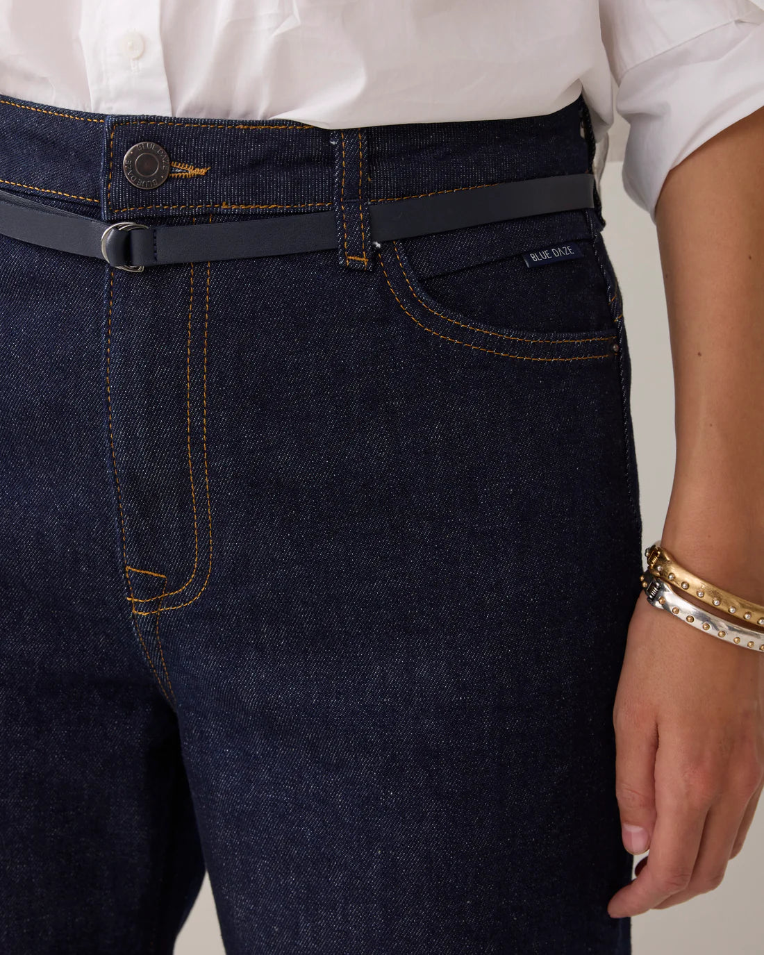 Stretch Wide Leg Jeans in Night Blue Denim