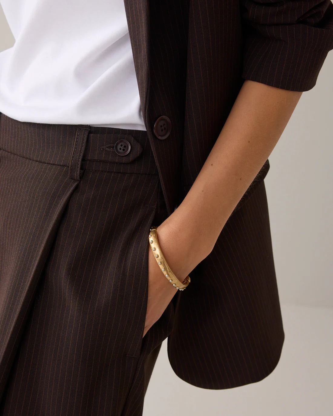 Pinstripe Trouser in Dark Chocolate
