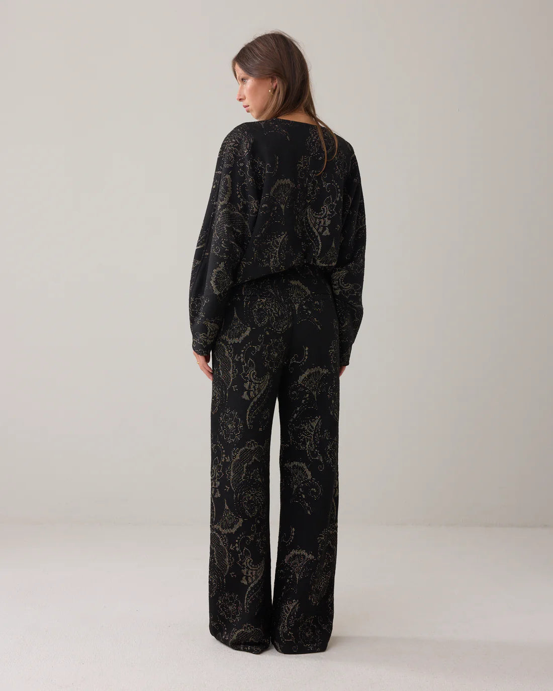 Ornamental Jacquard Trouser in Black