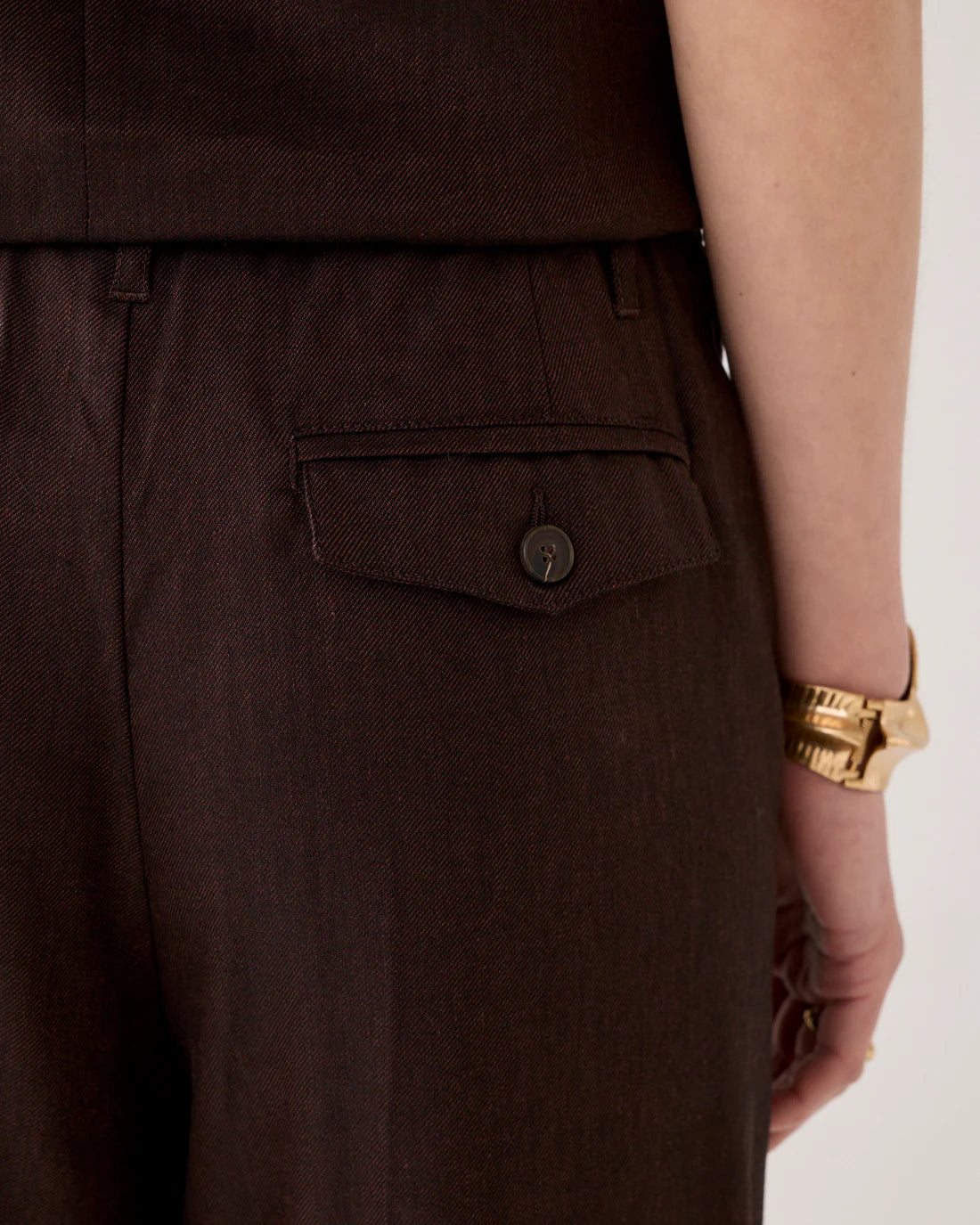 Straight Leg Linen Blend trousers in Coffee