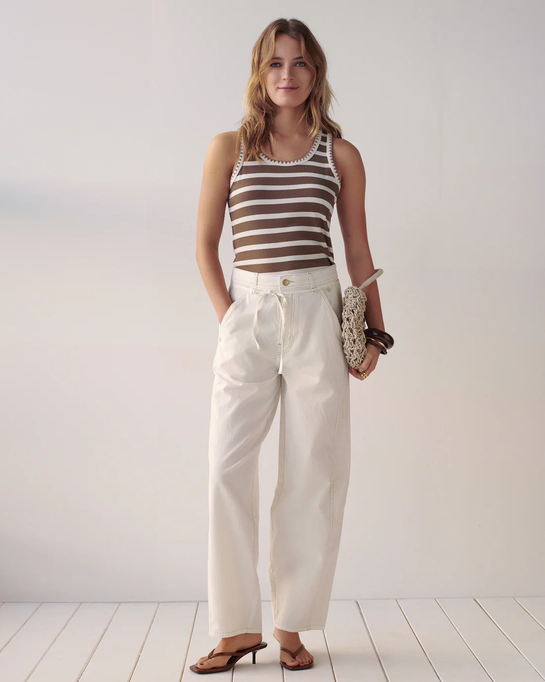 Loose Cocoon Fit Trouser in Off White