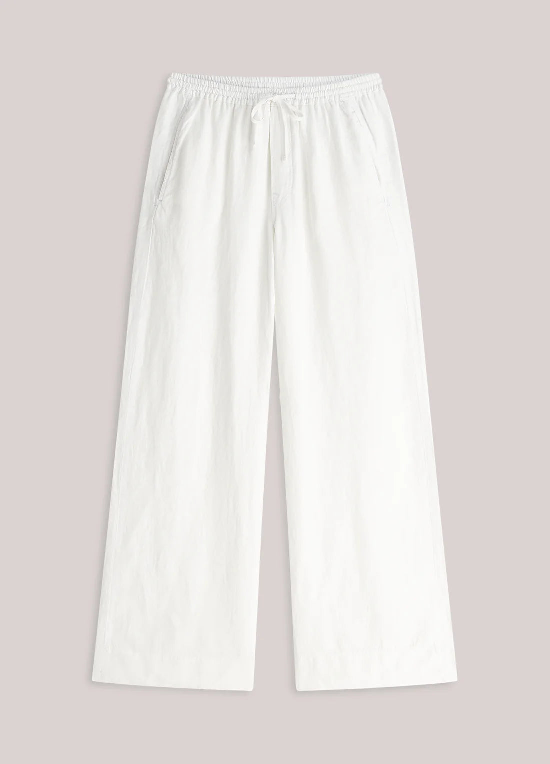 Wide Leg Linen Trouser in Off White