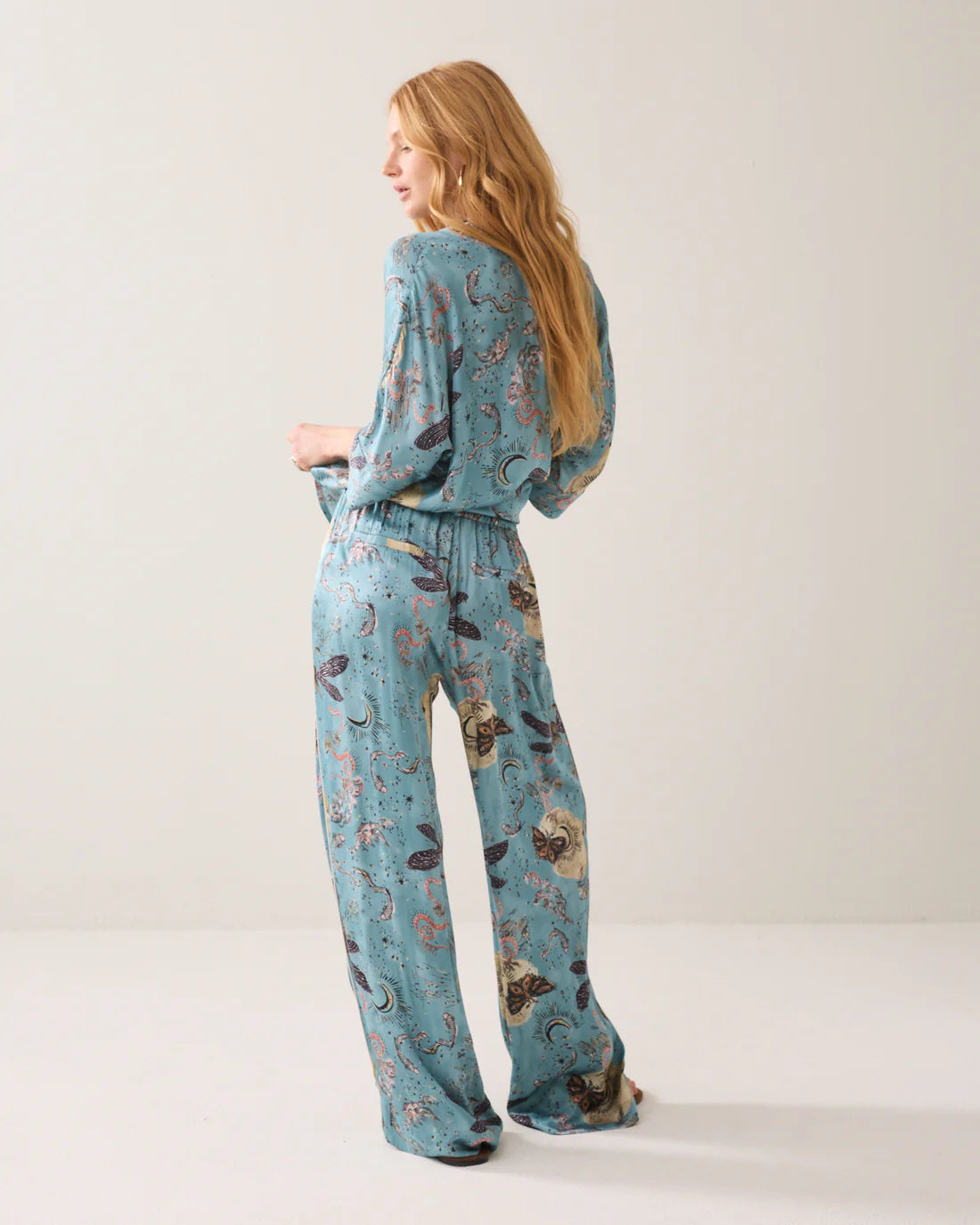 Fantasy Print Trousers in Glacier Blue
