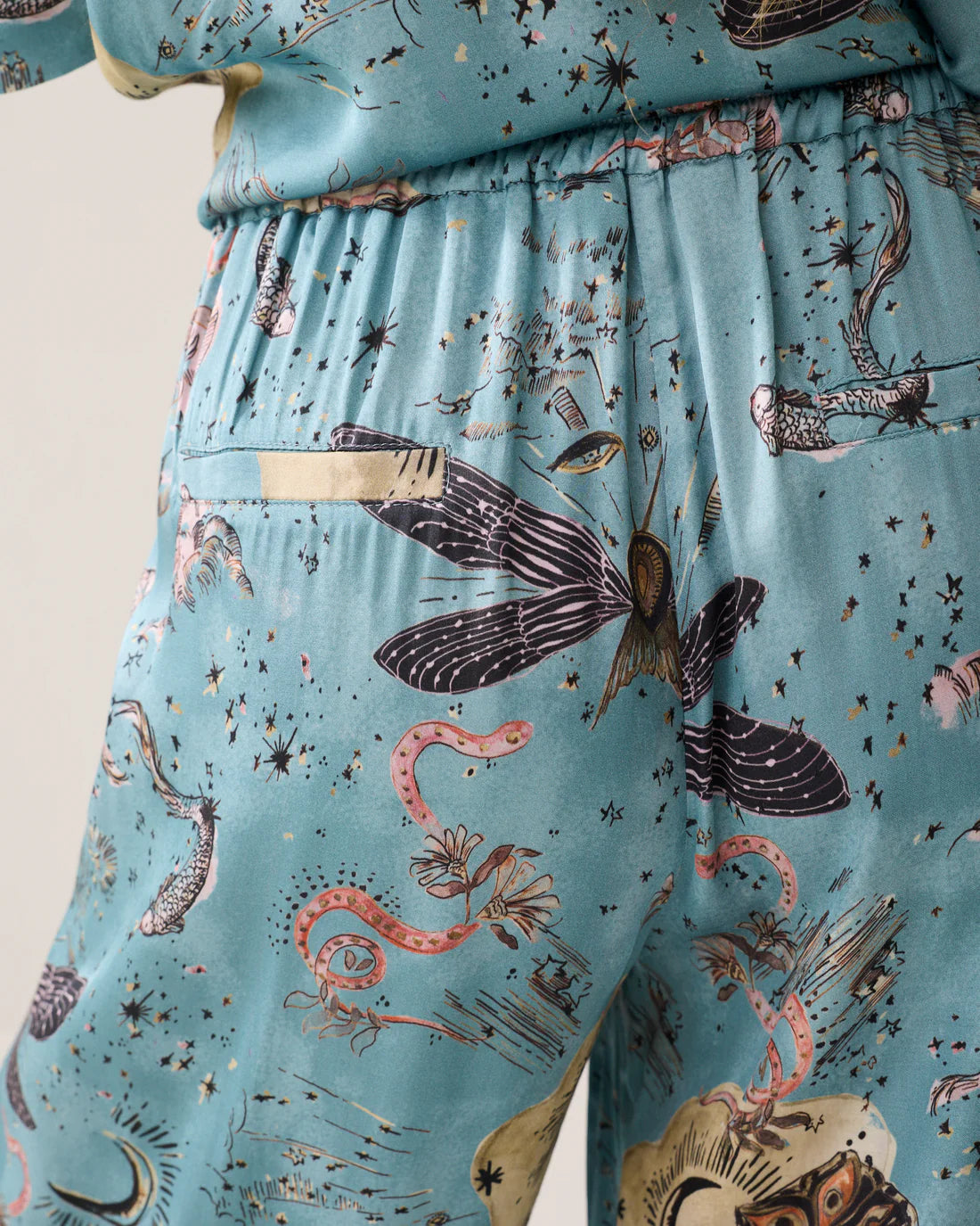 Fantasy Print Trousers in Glacier Blue