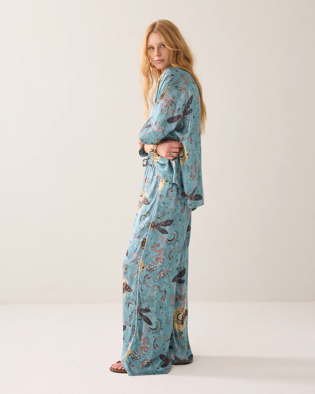 Fantasy Print Trousers in Glacier Blue