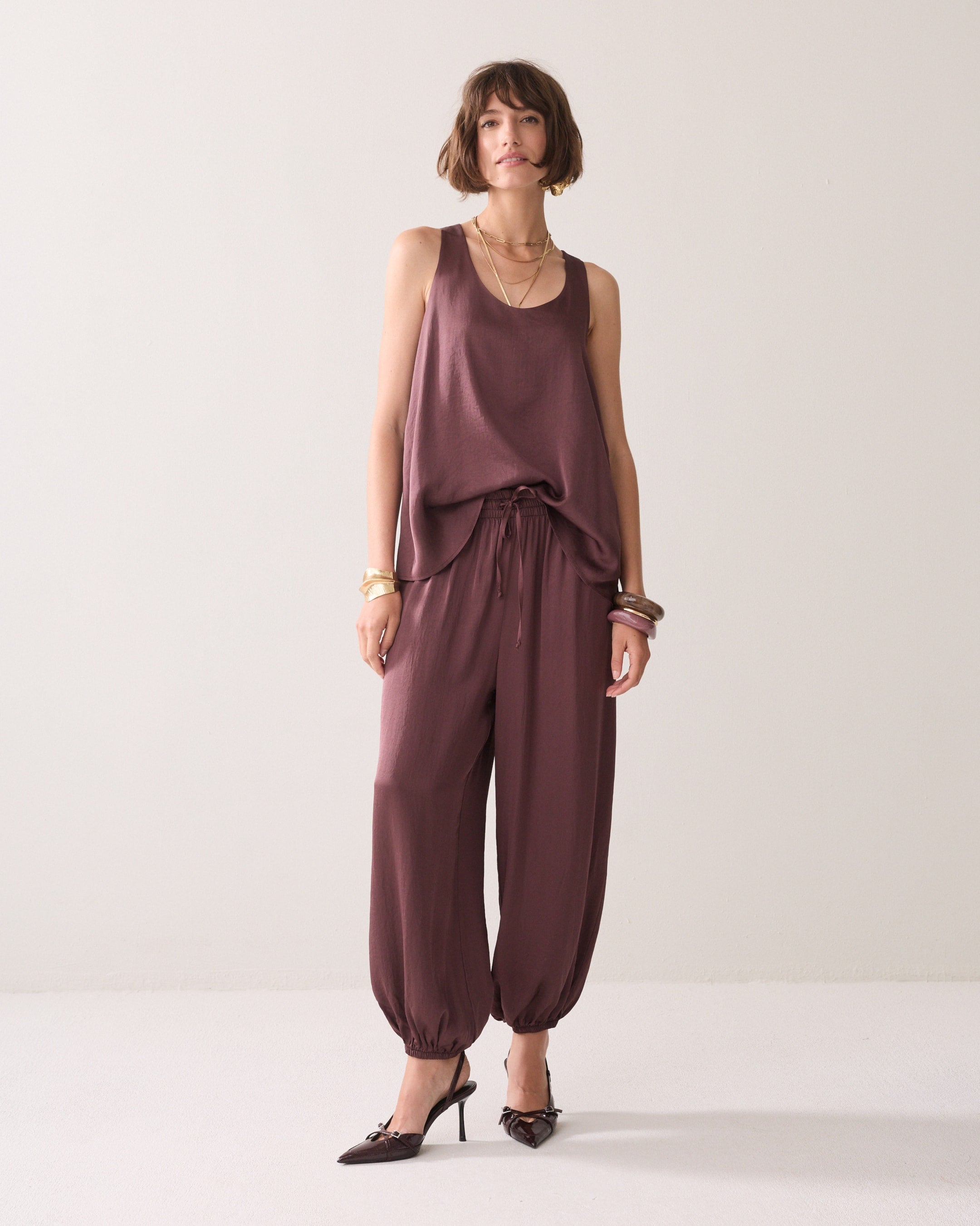 Silky Touch Trousers in Deep Fig