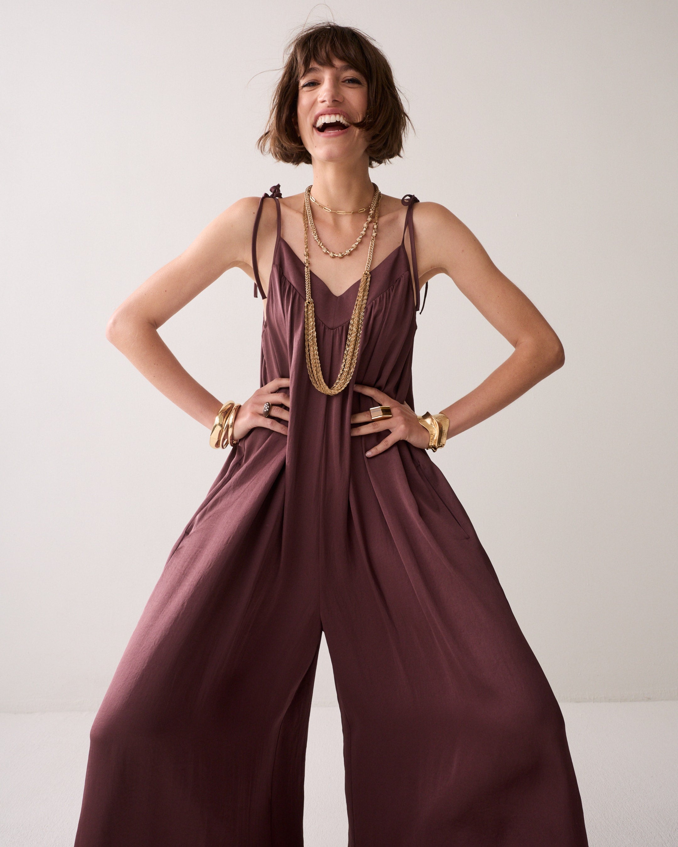 Silky Touch Jumpsuit in Deep Fig