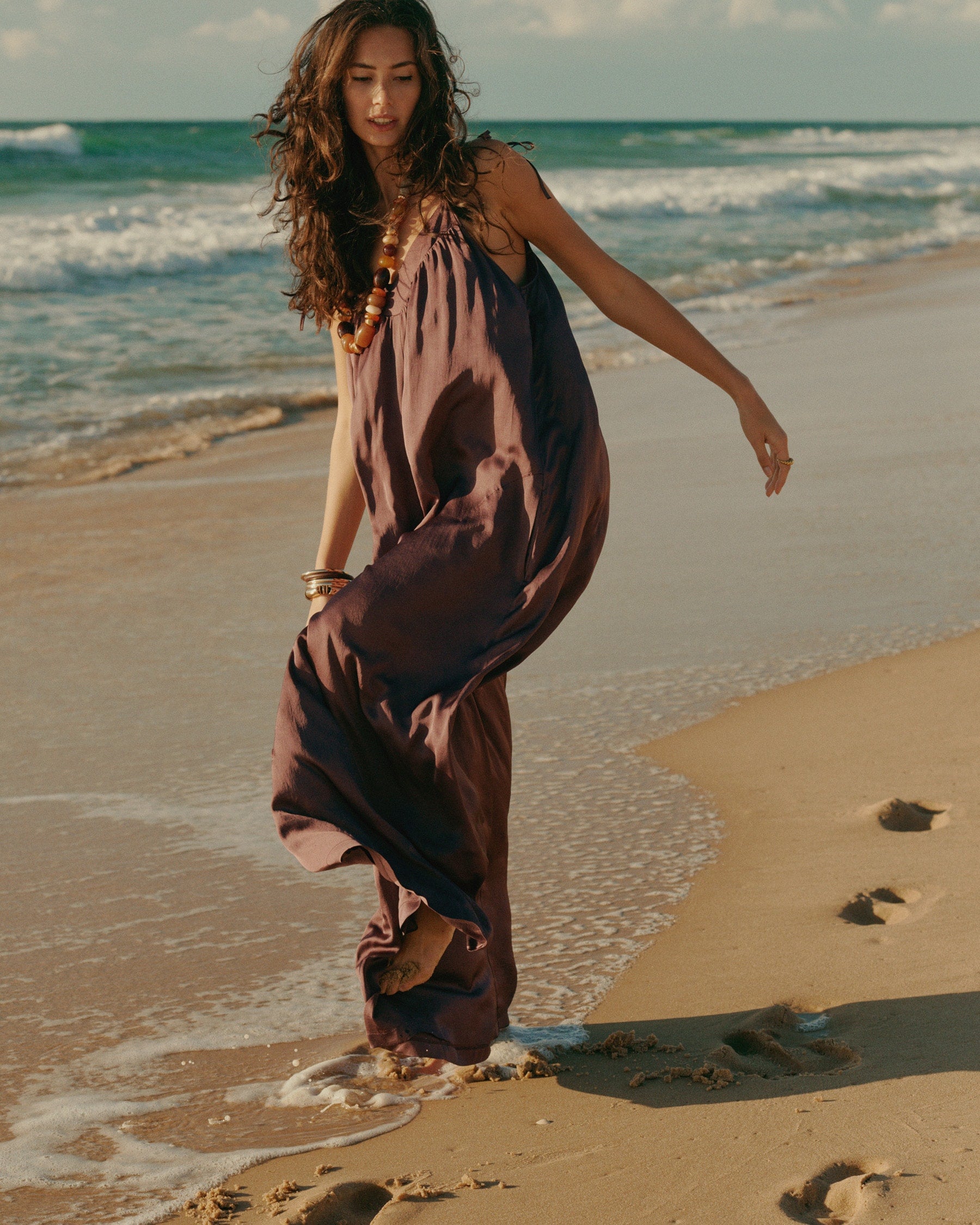 Silky Touch Jumpsuit in Deep Fig