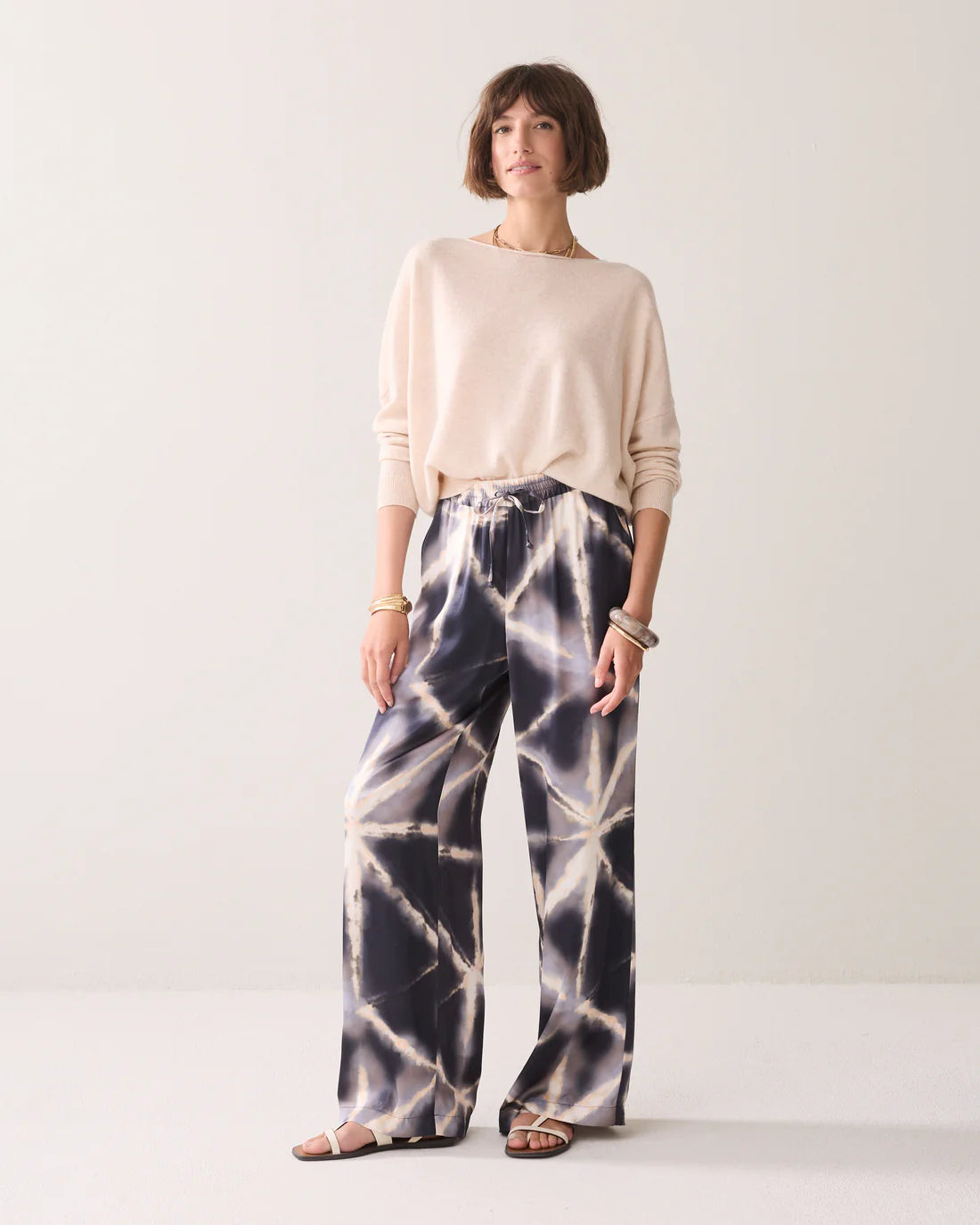 Trousers Tie Dye Viscose in Blue Noir