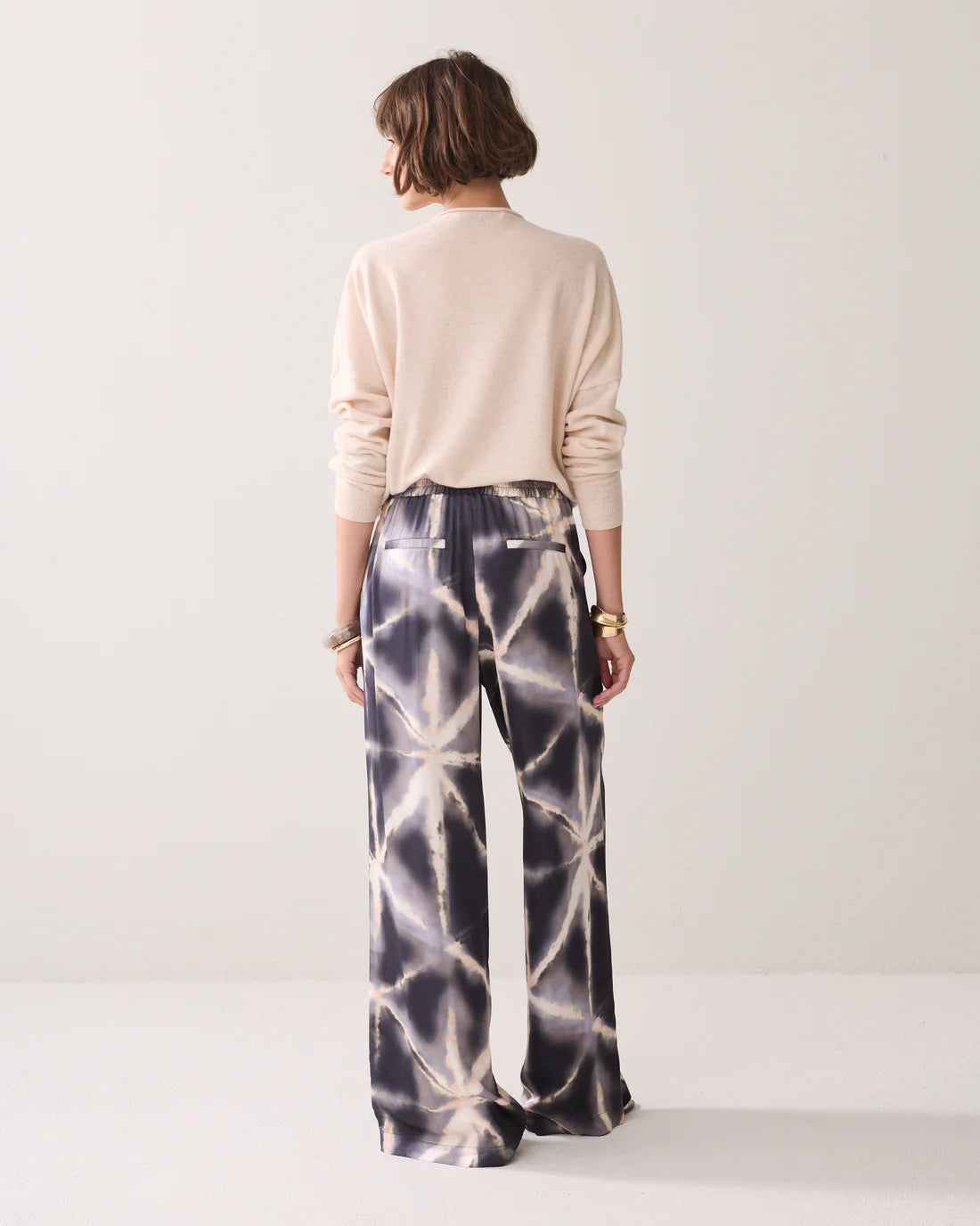Trousers Tie Dye Viscose in Blue Noir