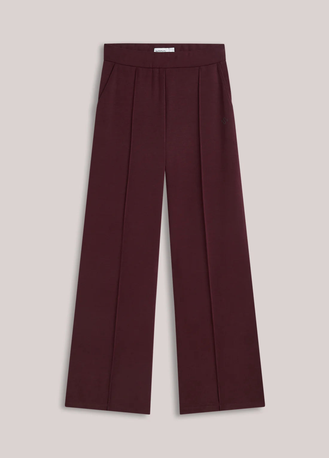 Soft Scuba Wide Leg Trousers in Dark Burgundy