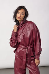 Gittcc Funnel Neck Blouse in Berry Red