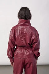 Gittcc Funnel Neck Blouse in Berry Red
