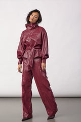 Gittcc Funnel Neck Blouse in Berry Red
