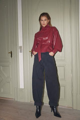 Gittcc Funnel Neck Blouse in Berry Red