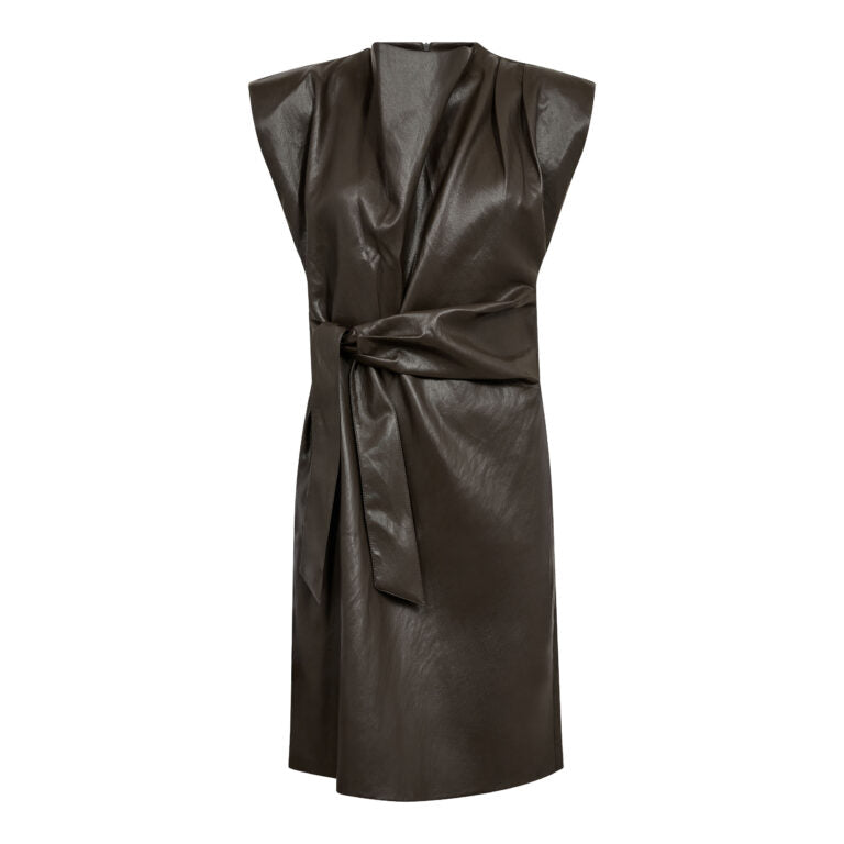 Gittcc Pleat Dress in Dark Brown