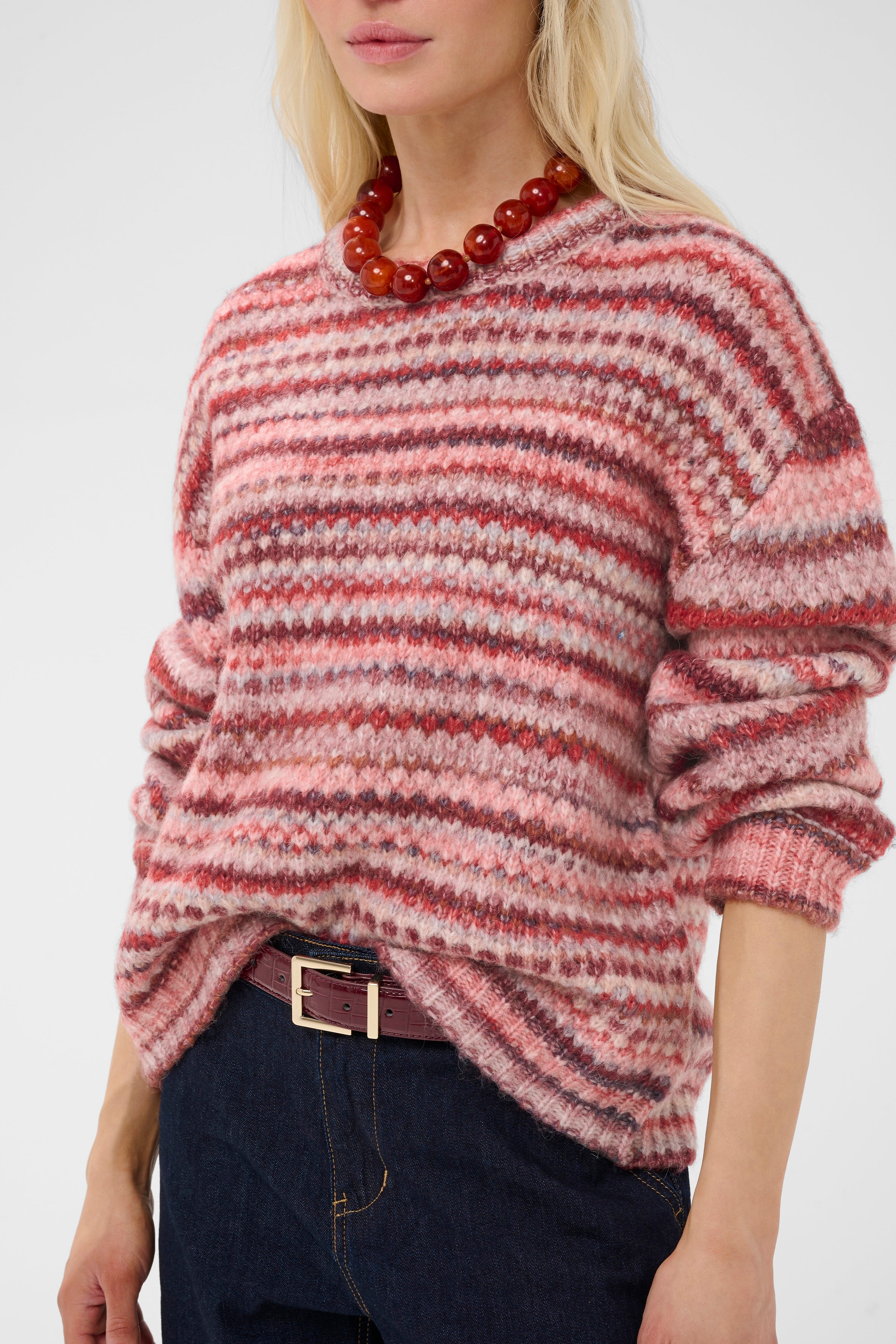 Hazel Pullover in Red Melange Multi