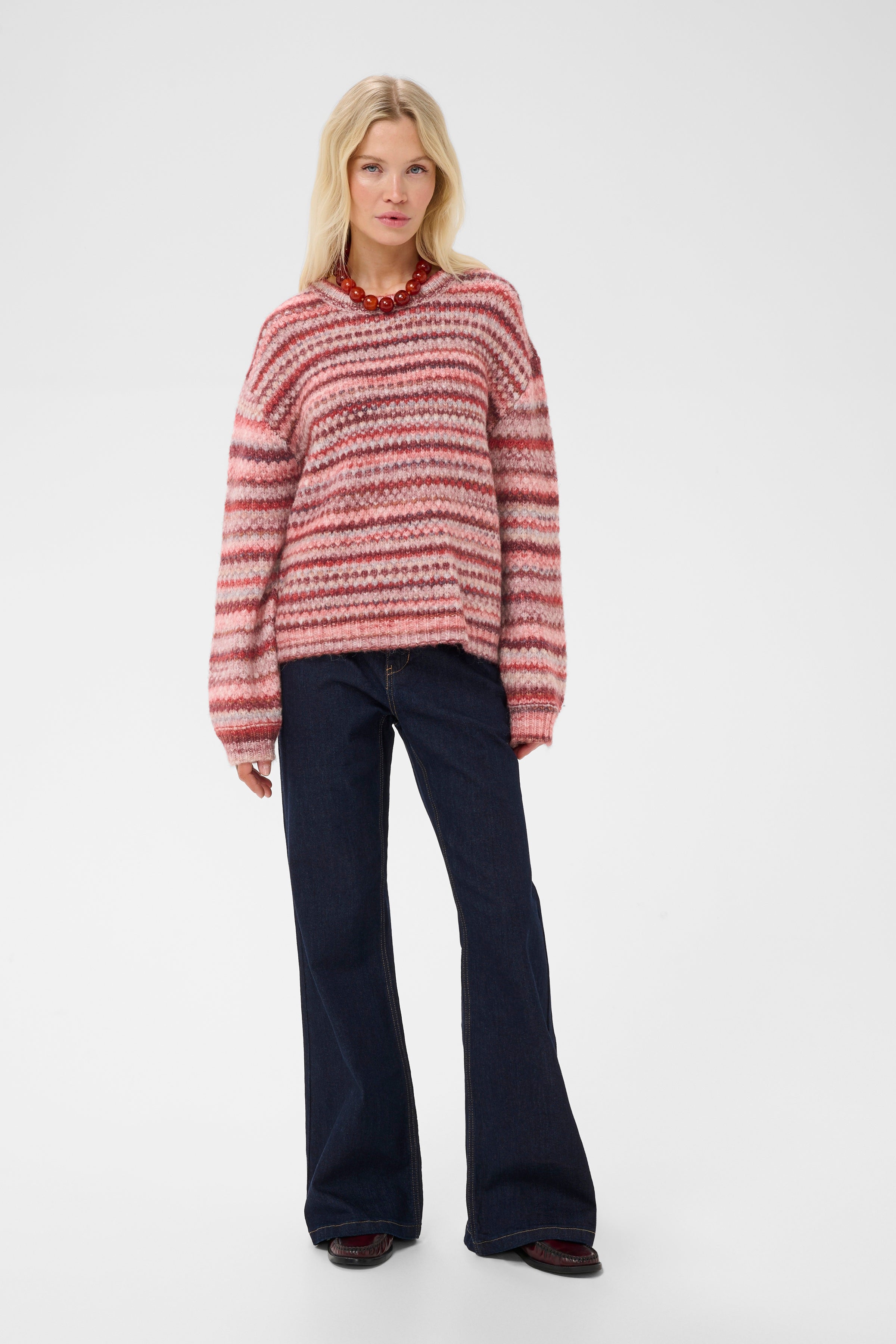 Hazel Pullover in Red Melange Multi