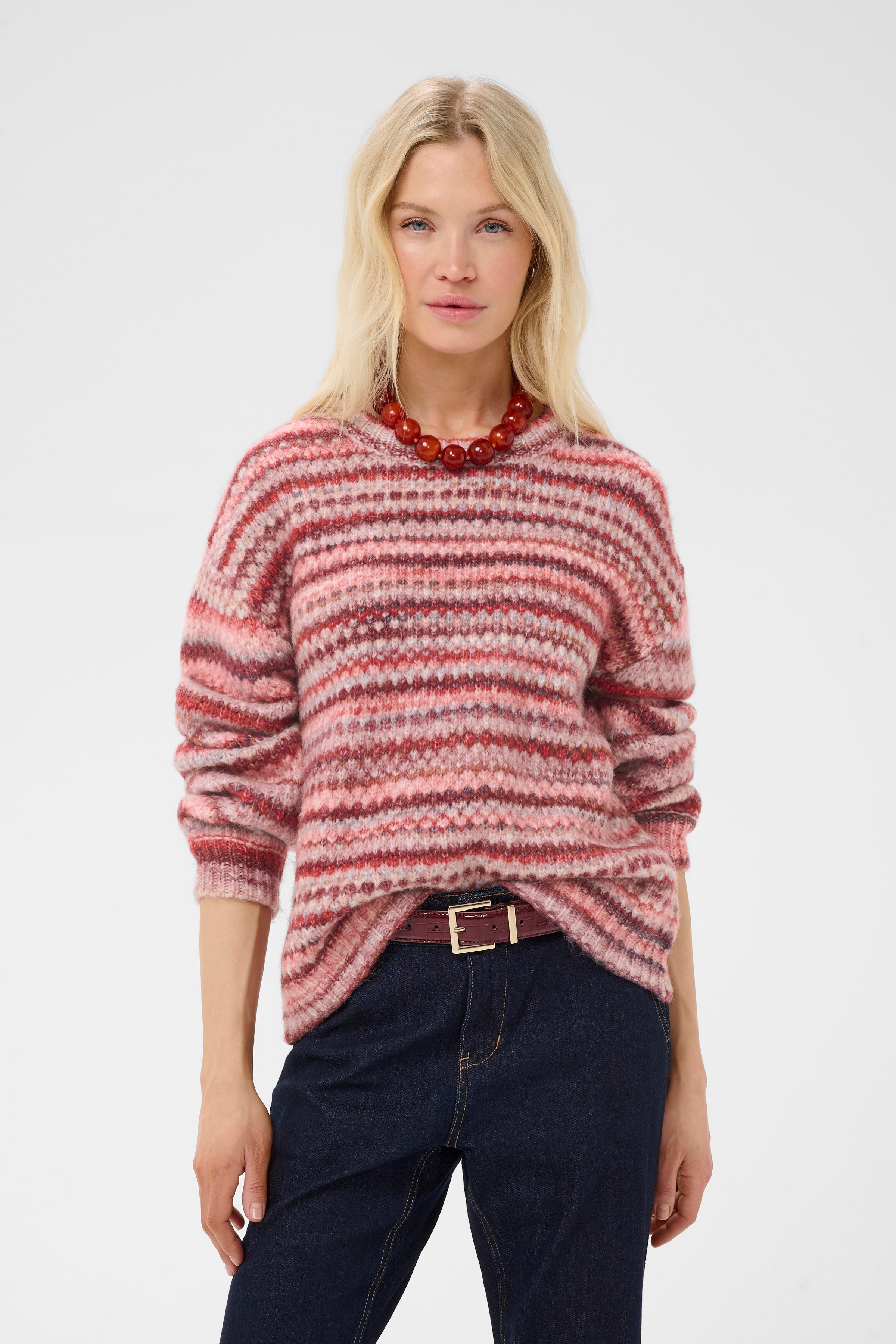 Hazel Pullover in Red Melange Multi