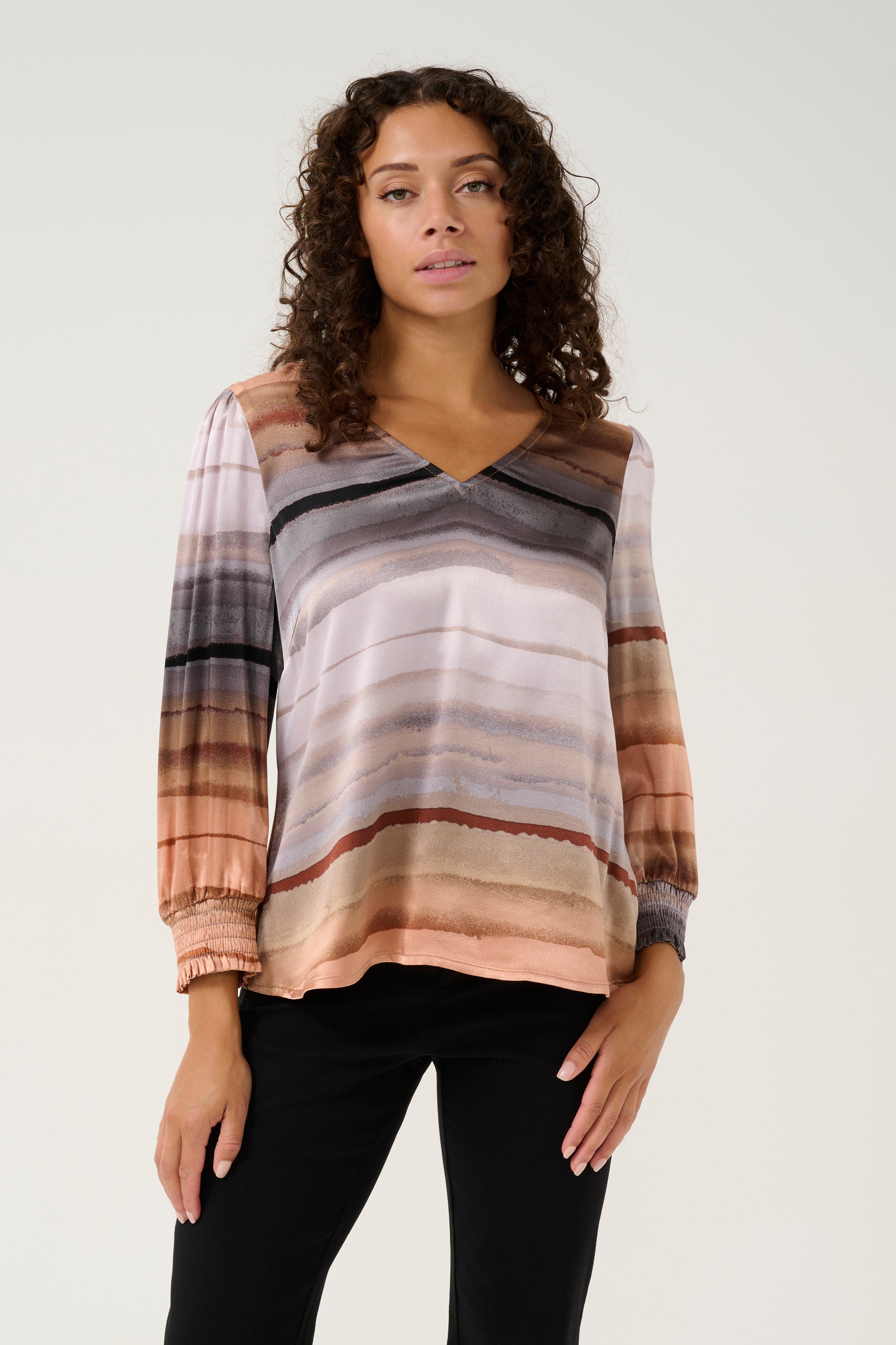 Ibla Mirjam Blouse in Rust Stribes