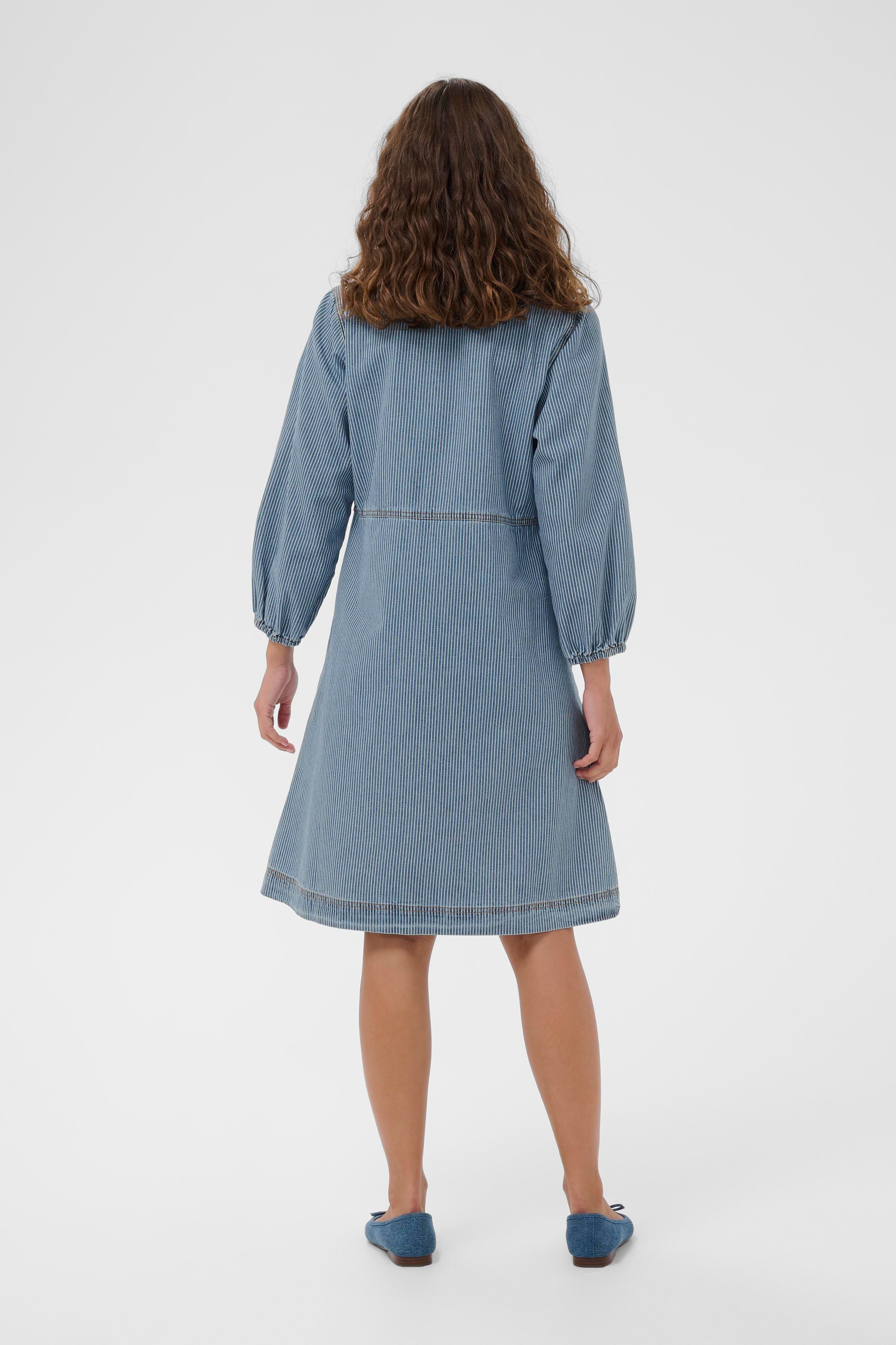 Ayna 3/4 Sleeve Dress in Blue/White Stripe