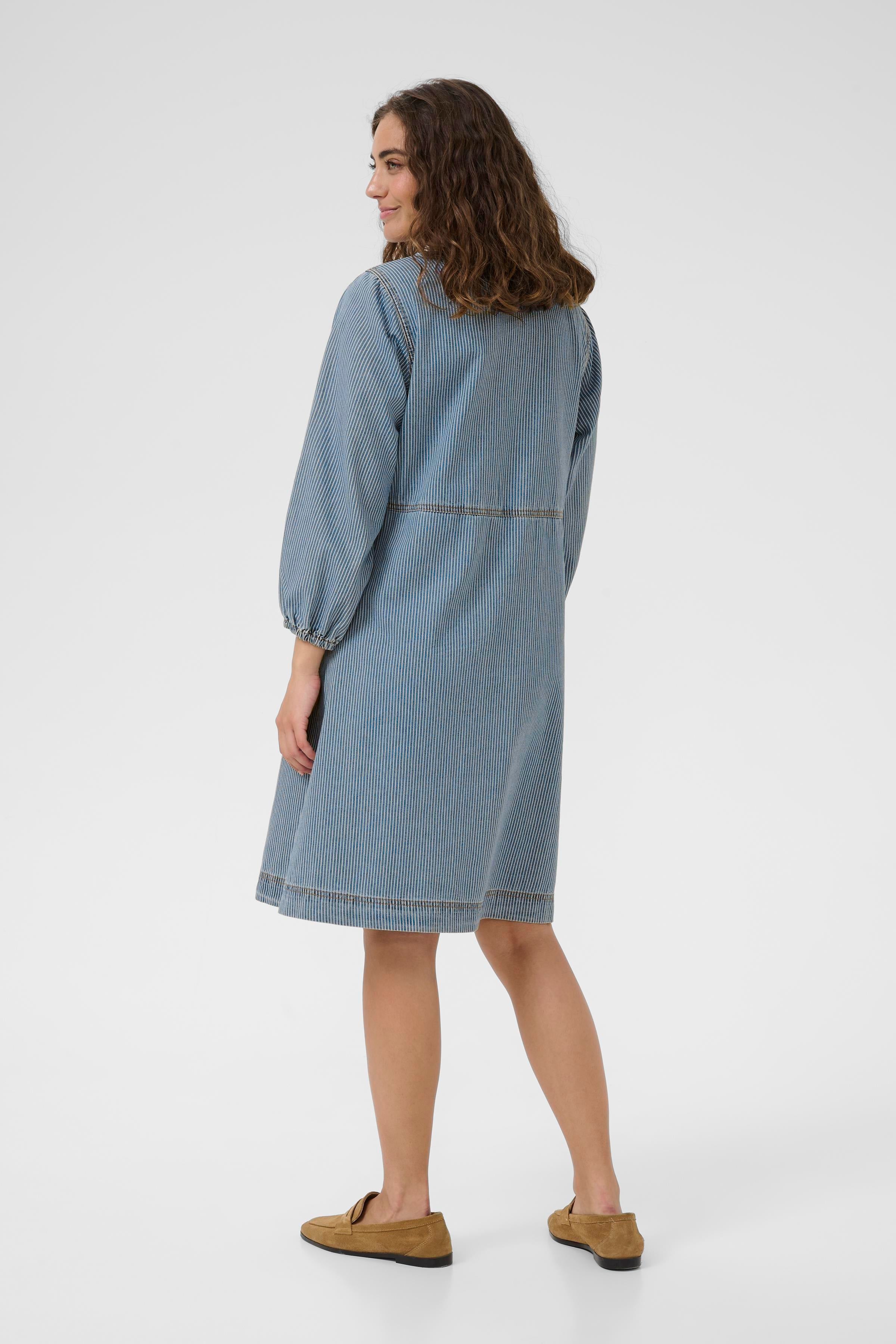 Ayna 3/4 Sleeve Dress in Blue/White Stripe