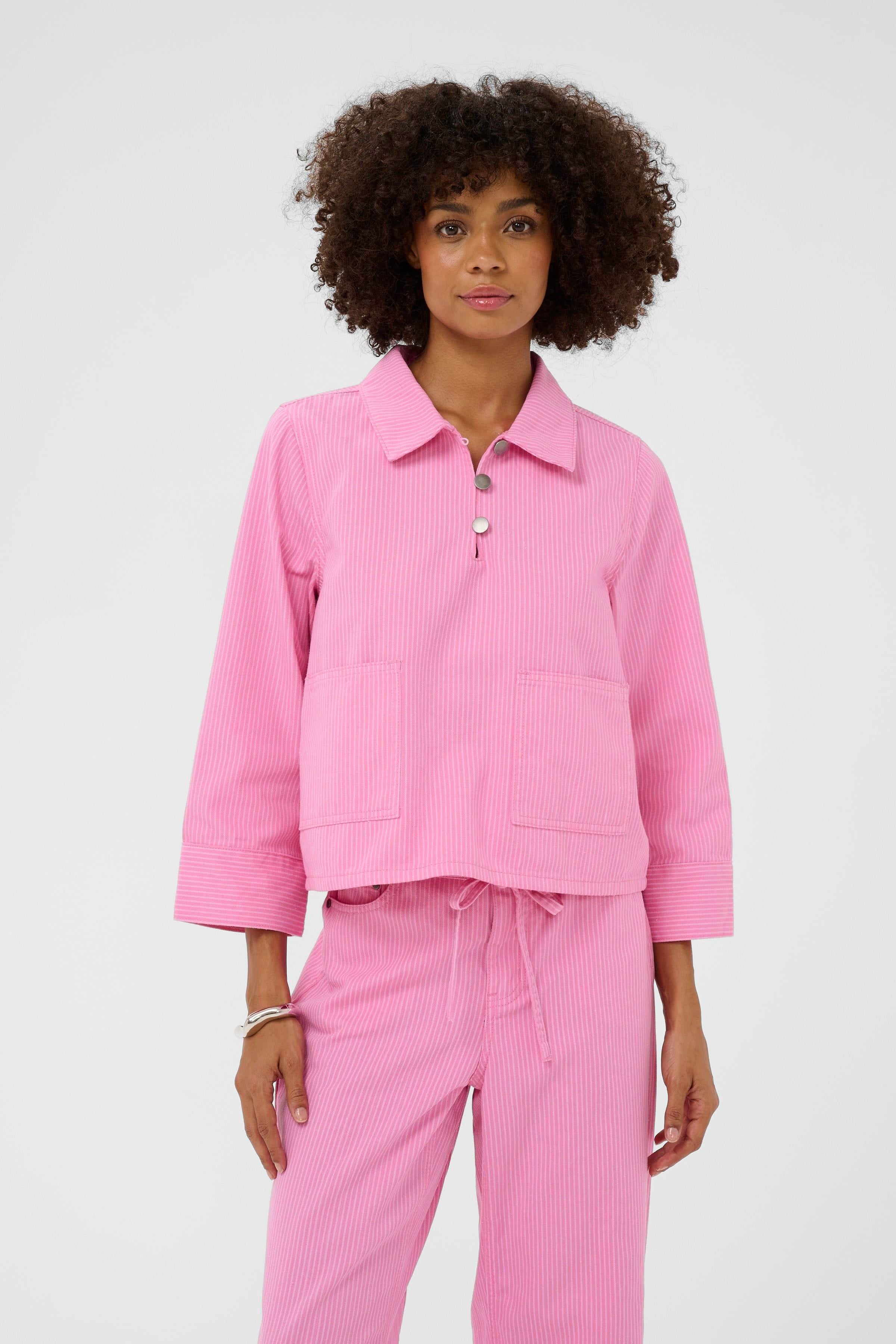 Ayna Shirtjacket in Pink Stripe