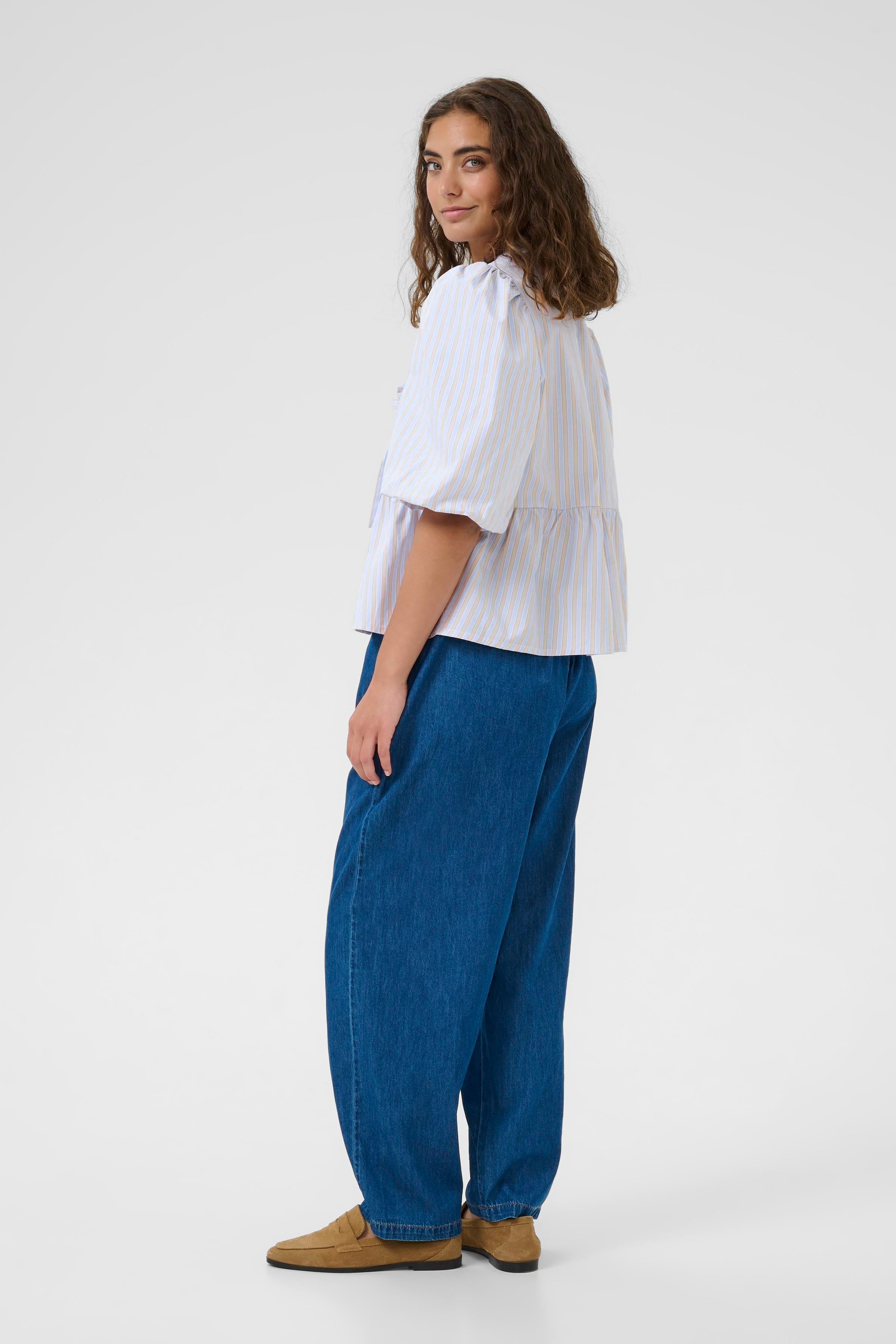Elia Blouse in Blue/Yellow/White Stripe