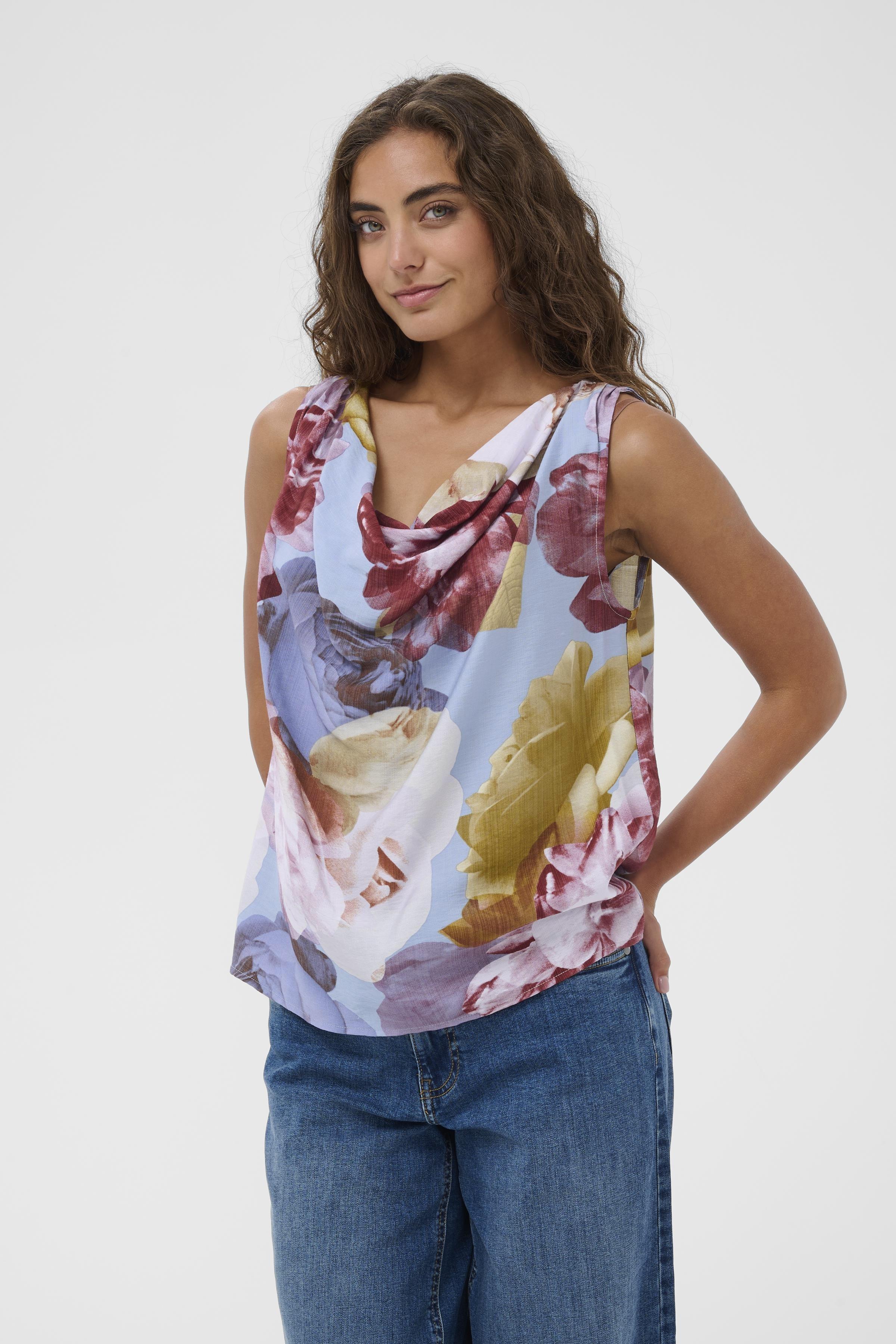 Magna Greece Top in Blue//Pink/Yellow Flower