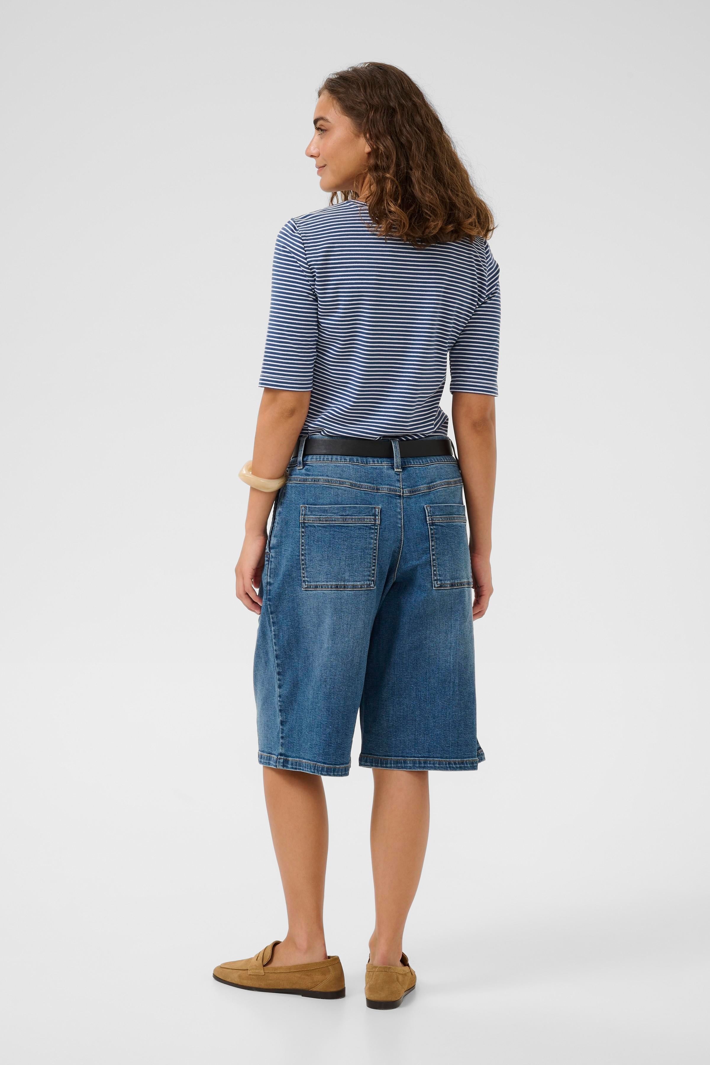 Kiddy O Neck Top in Dark Blue/White Stripe