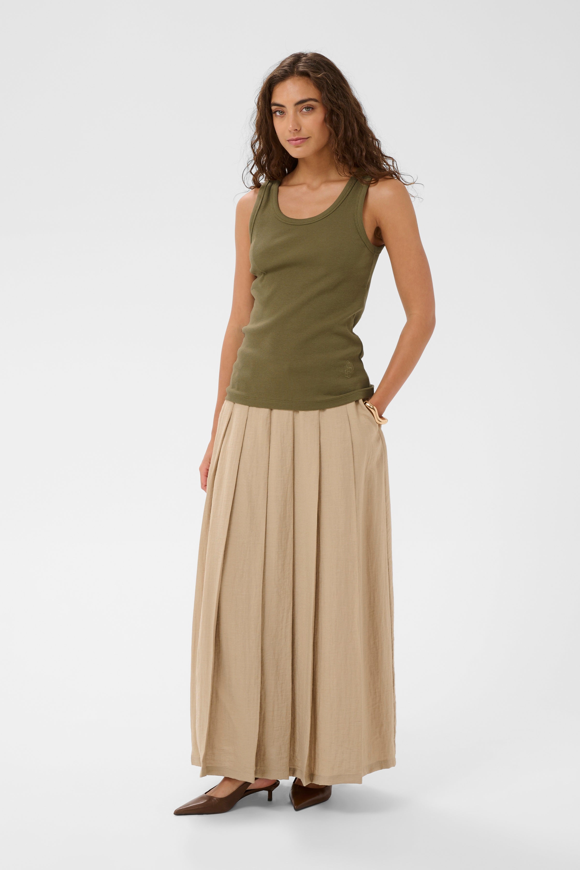 Alyssa Rib Tank Top in Dusky Green
