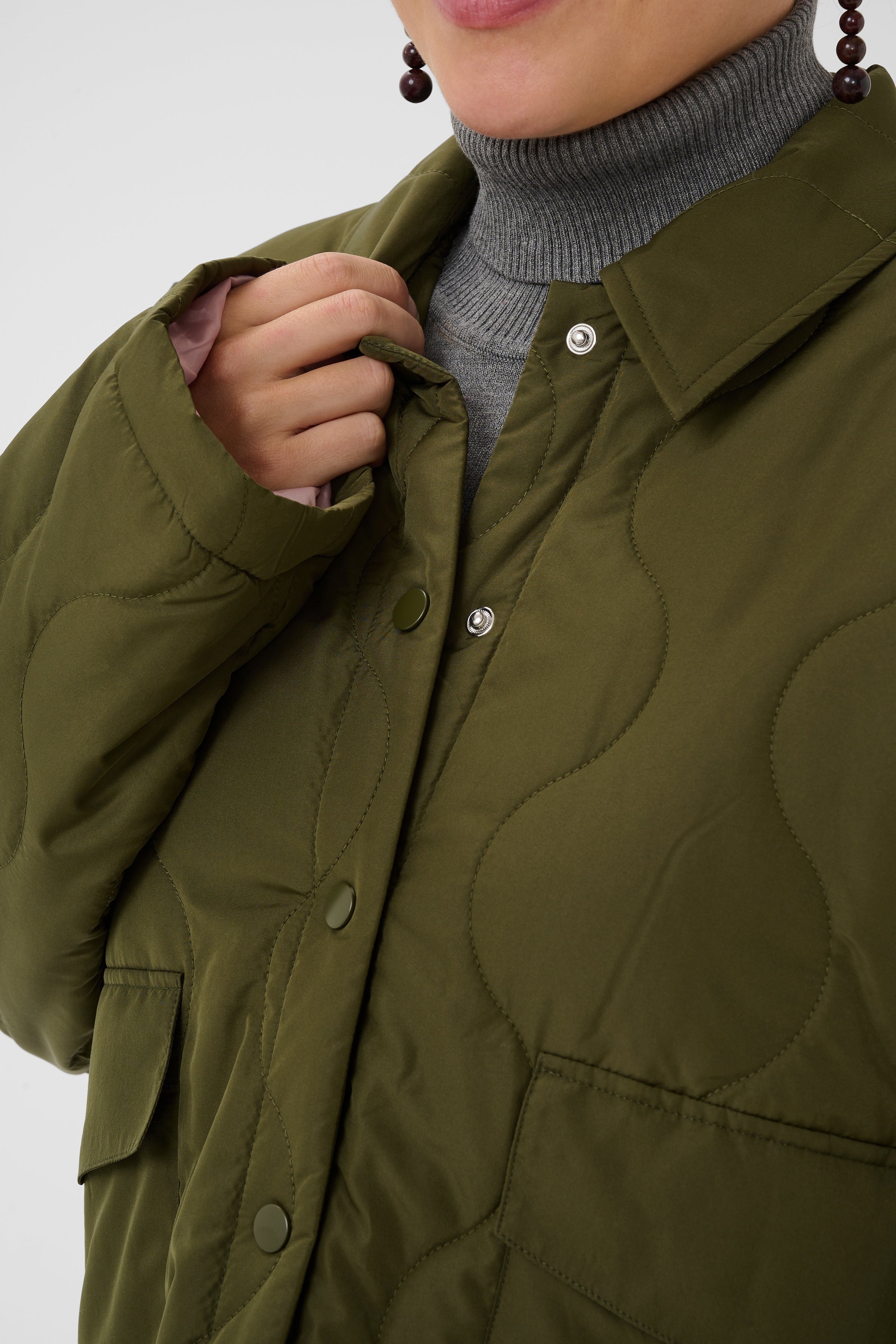 Ajla Padded Short Jacket in Olive Night