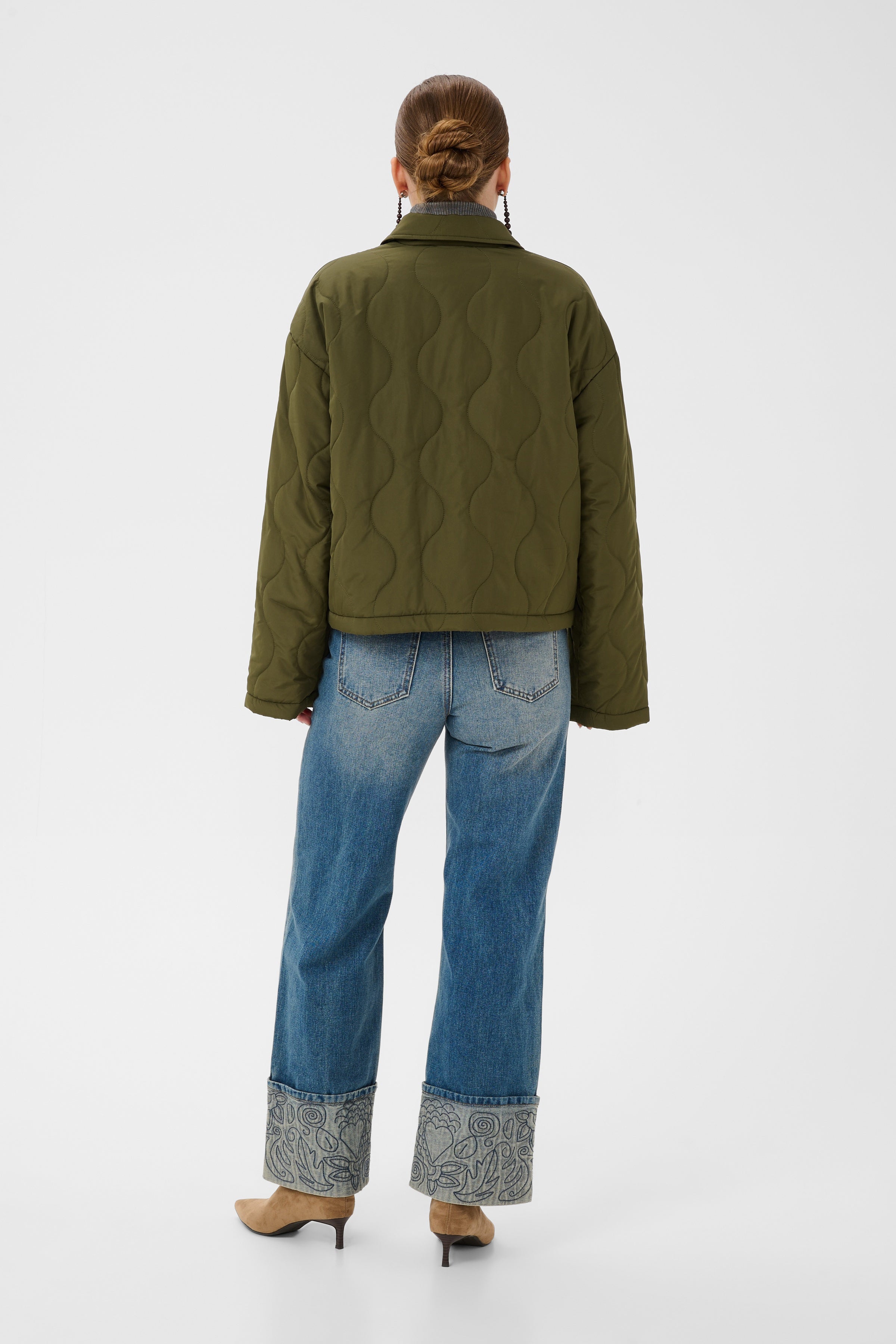 Ajla Padded Short Jacket in Olive Night