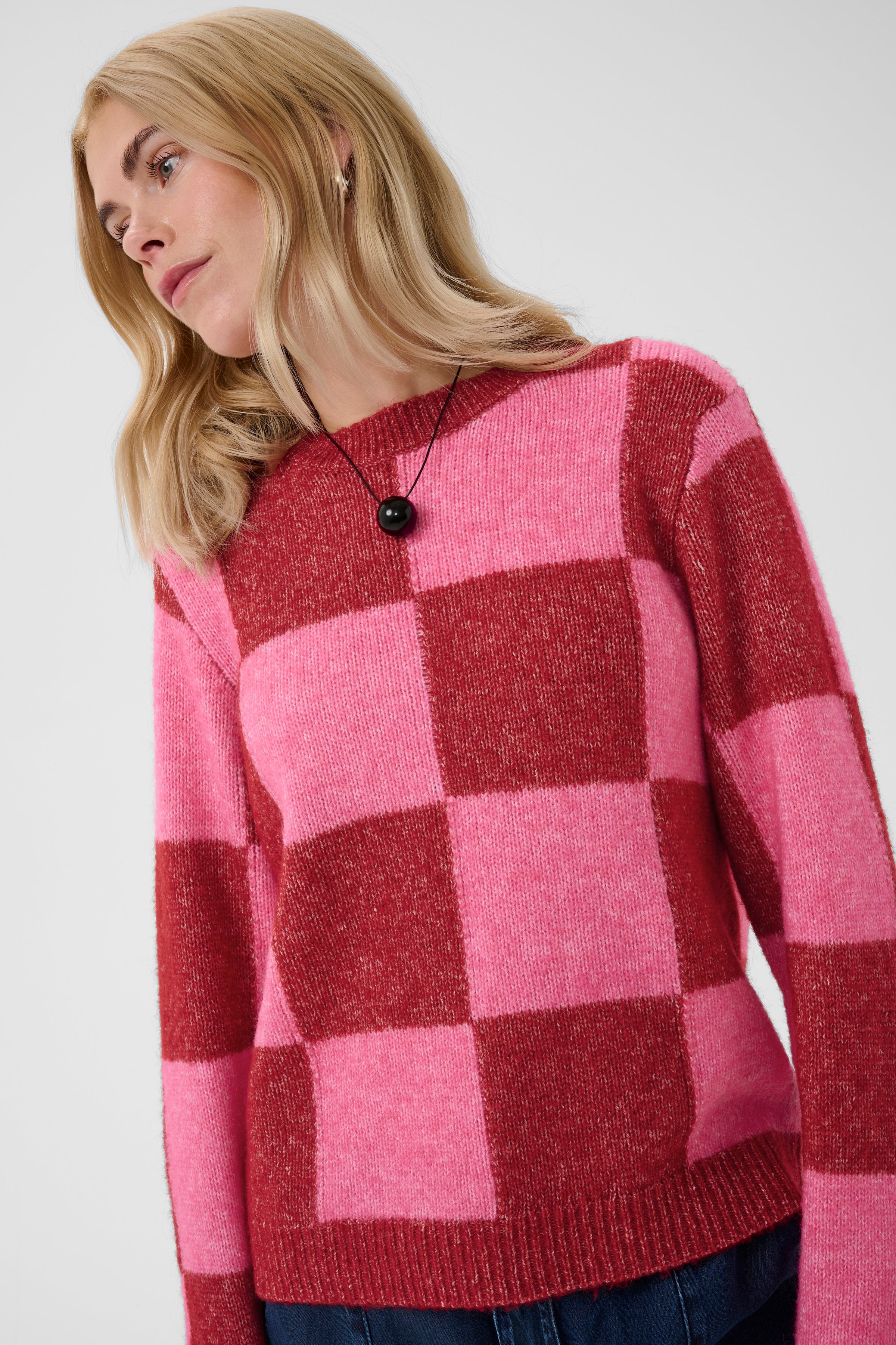 Nimba Kimmy Pullover in Rio Red/Pink Check