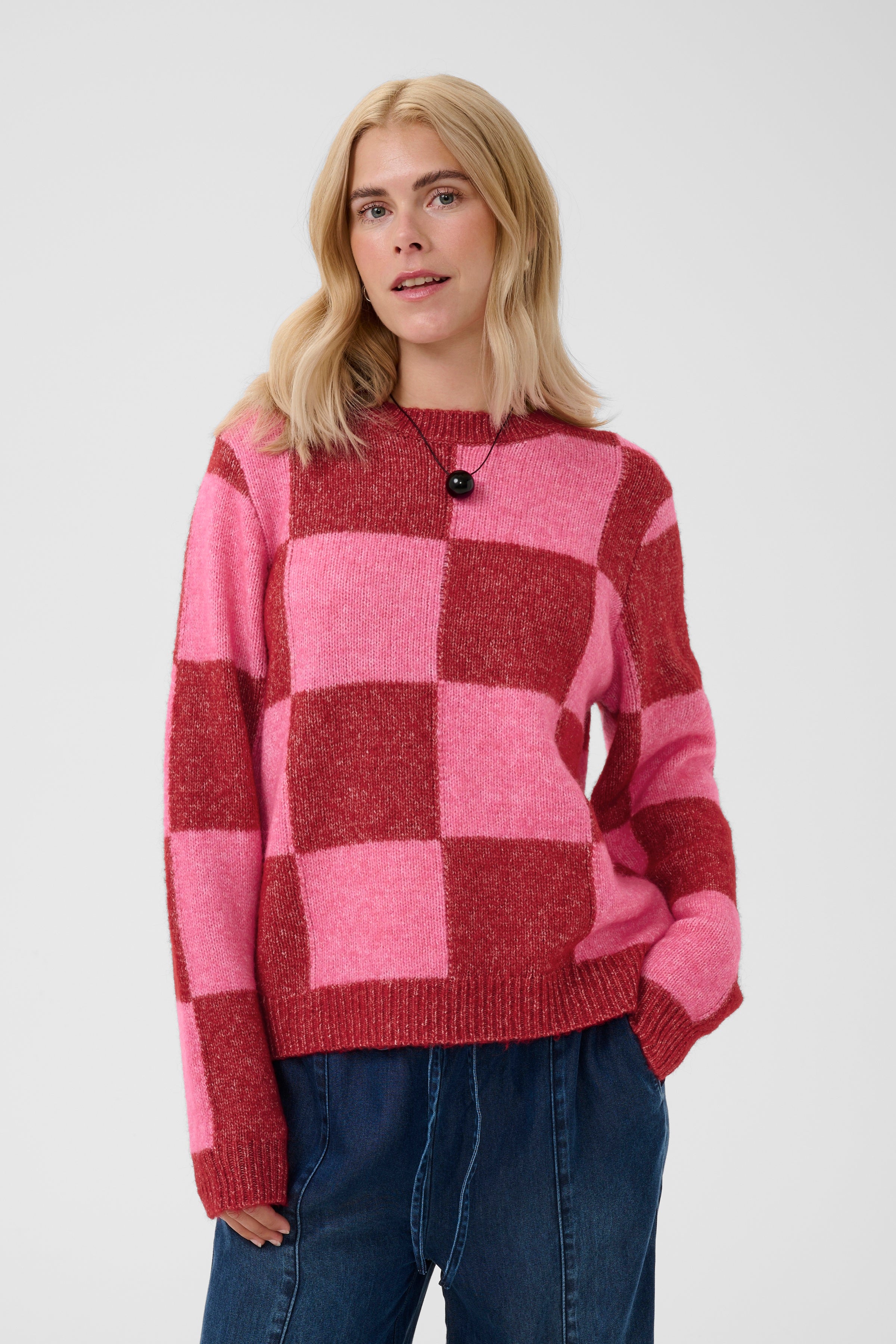 Nimba Kimmy Pullover in Rio Red/Pink Check